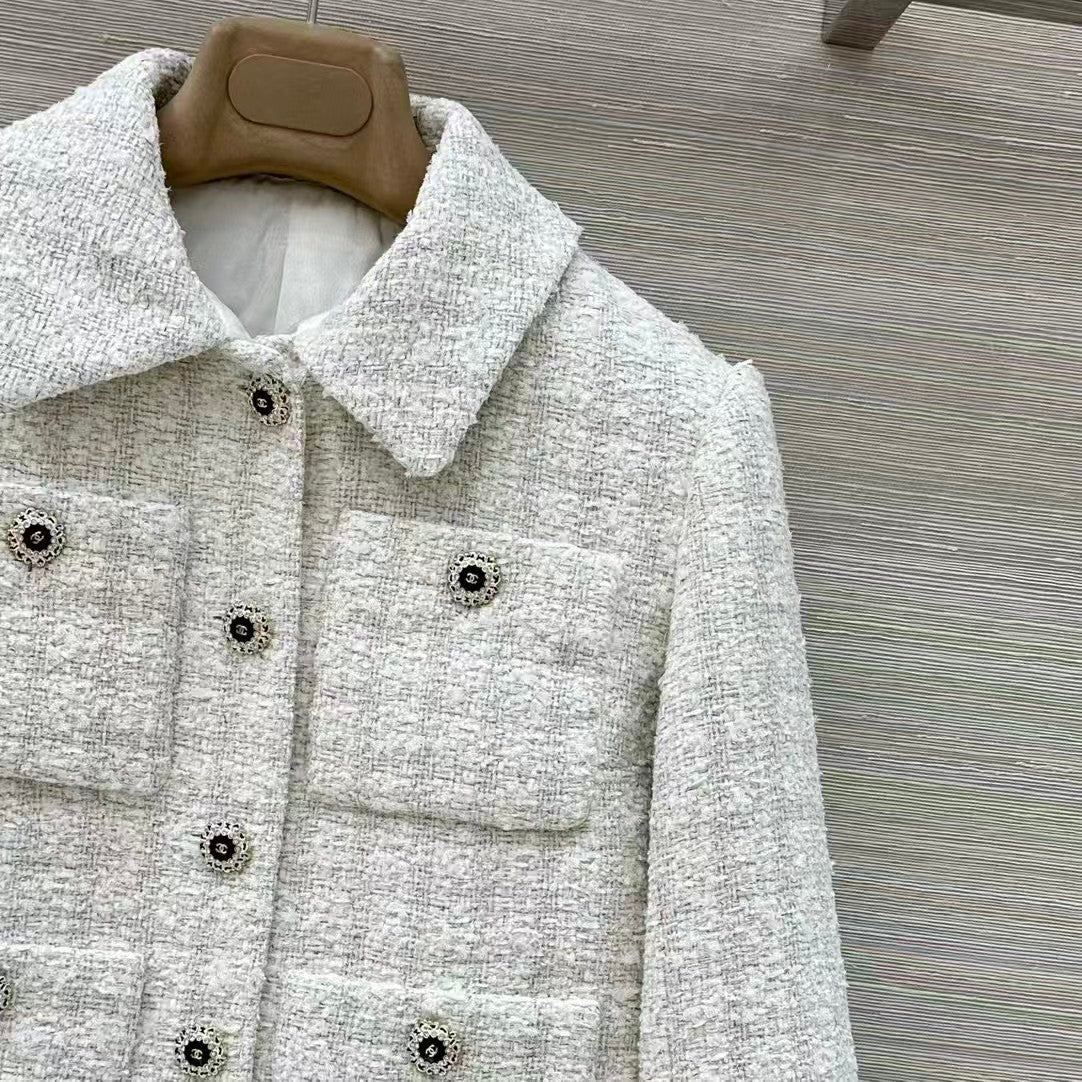 New Plaid Tweed Lapel Coat