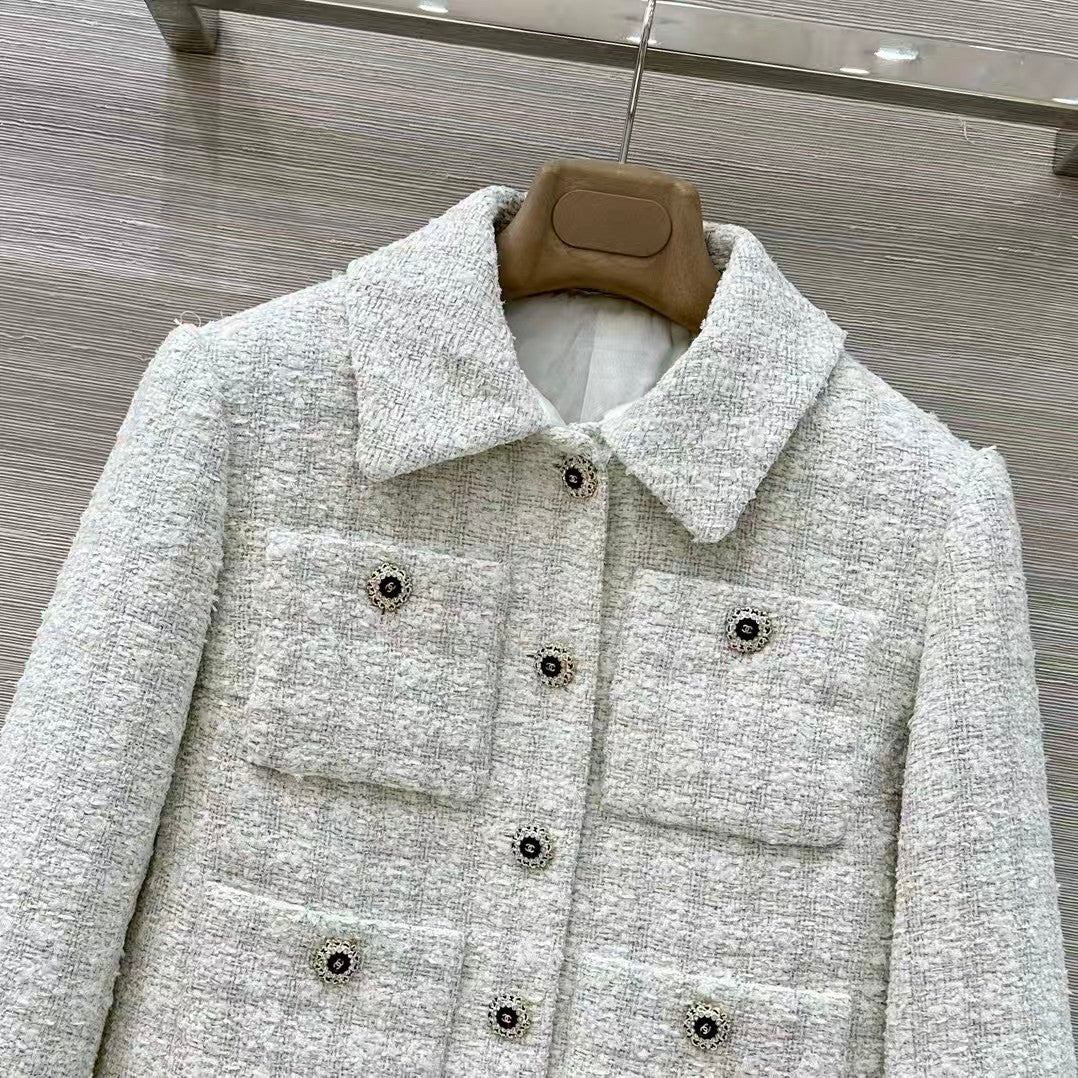 New Plaid Tweed Lapel Coat