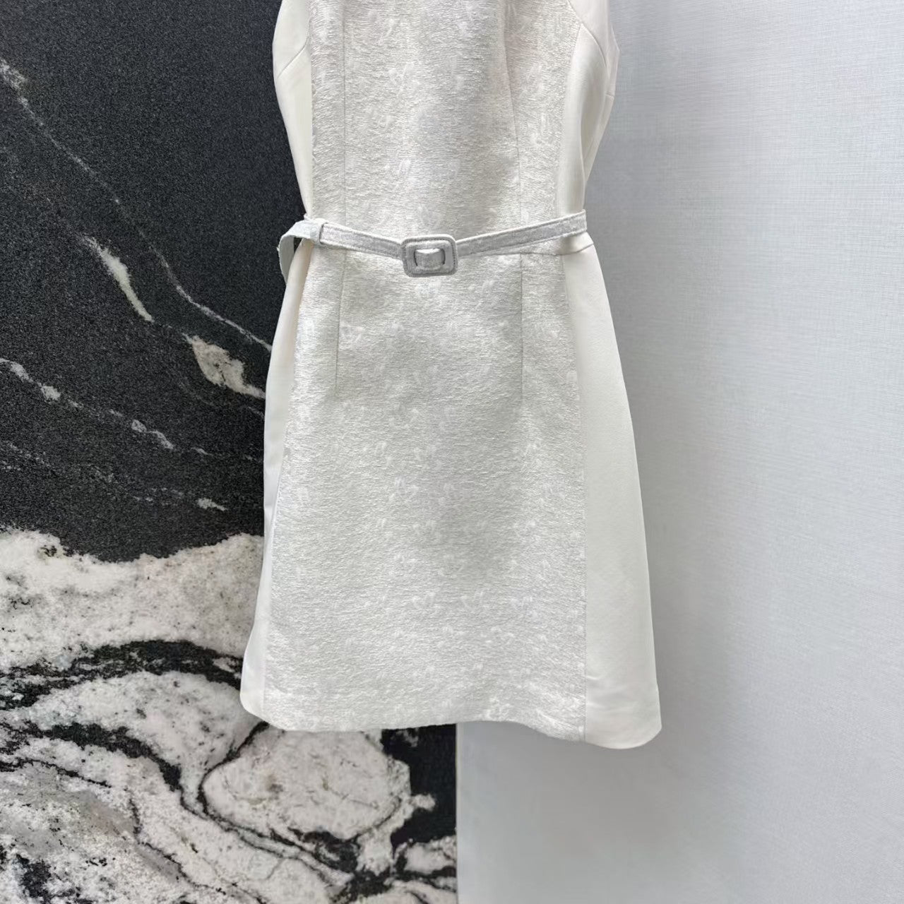 26. Embossed Jacquard Belted Dress