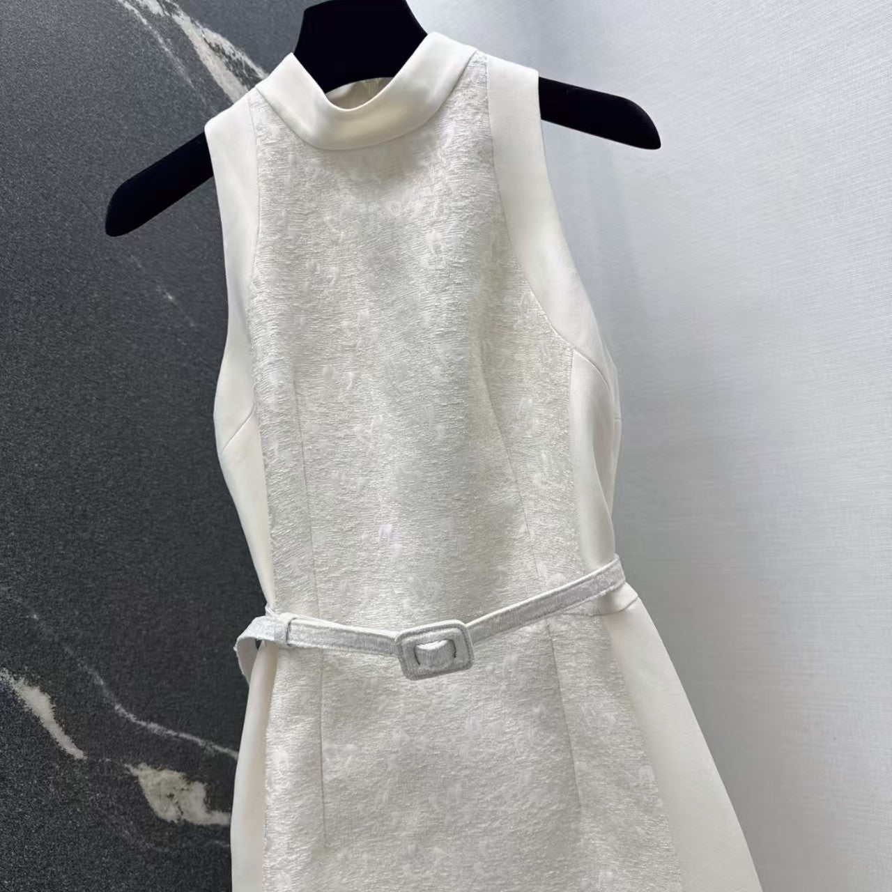 26. Embossed Jacquard Belted Dress