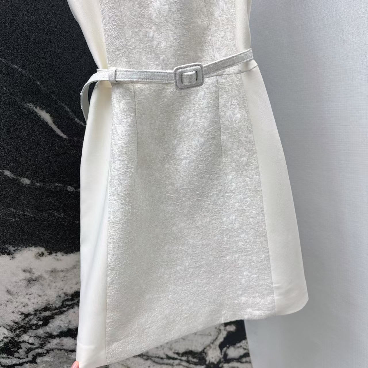 26. Embossed Jacquard Belted Dress