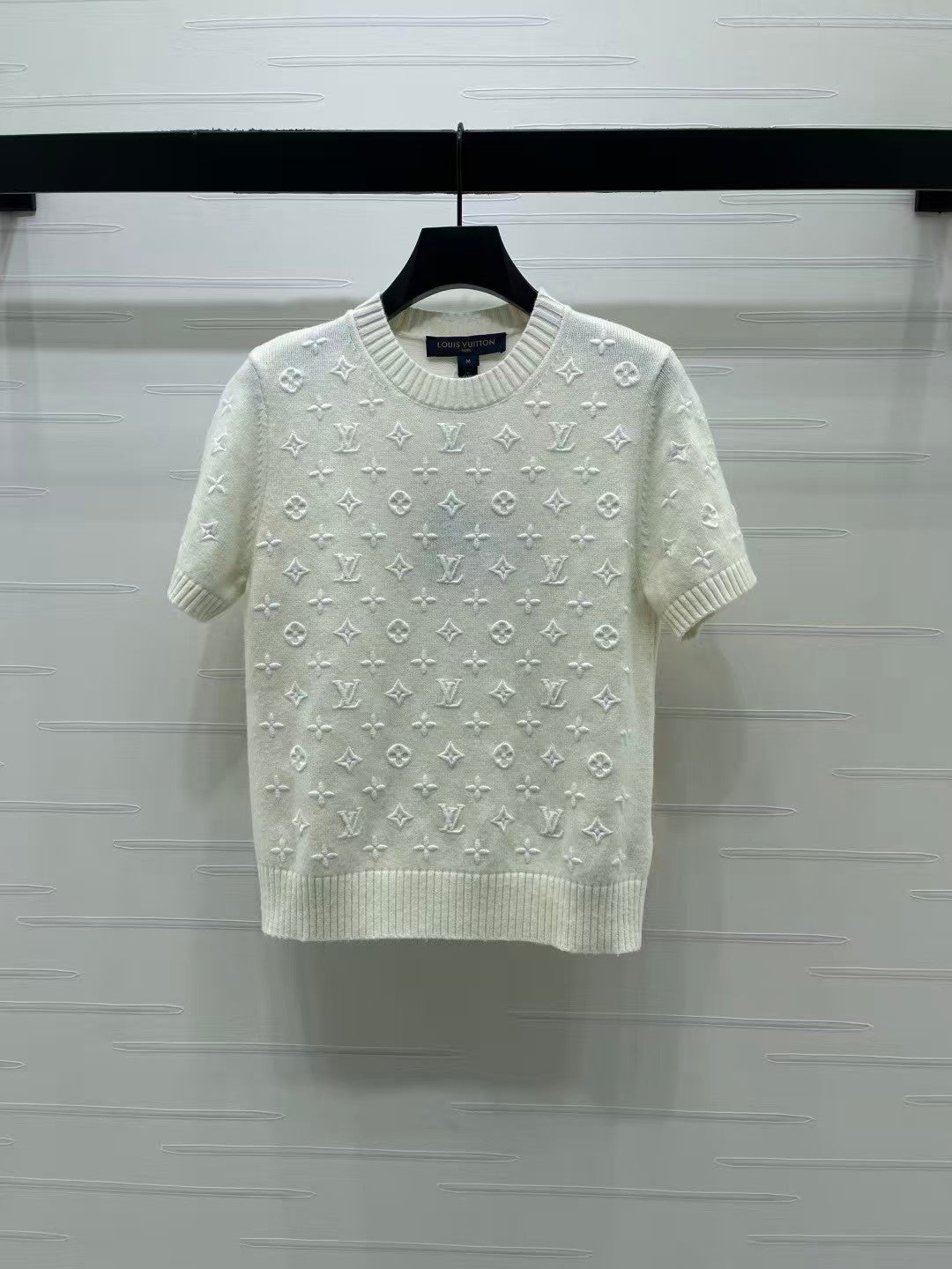 26 Embroidered Jacquard Knit Short-Sleeve Top
