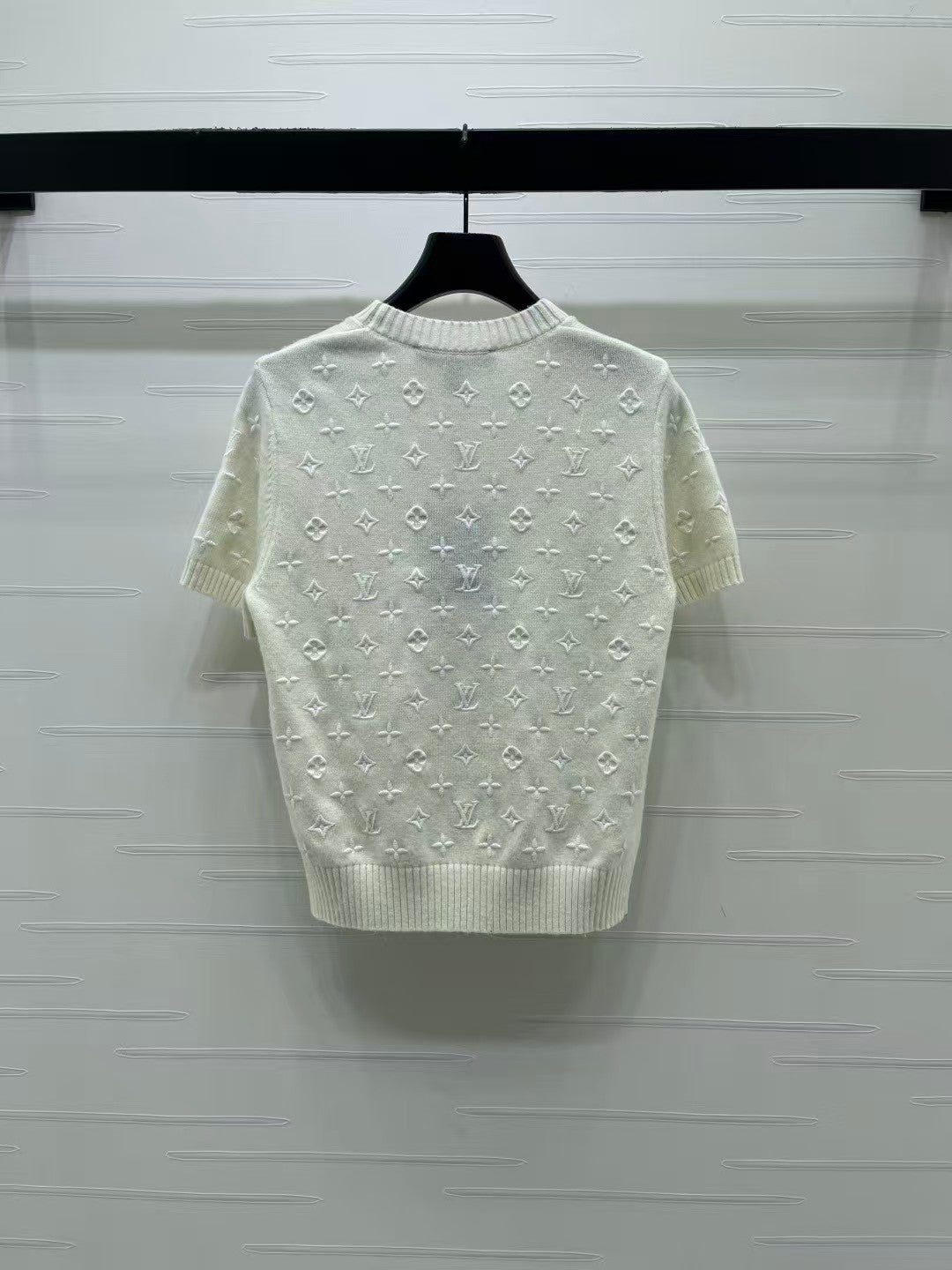 26 Embroidered Jacquard Knit Short-Sleeve Top