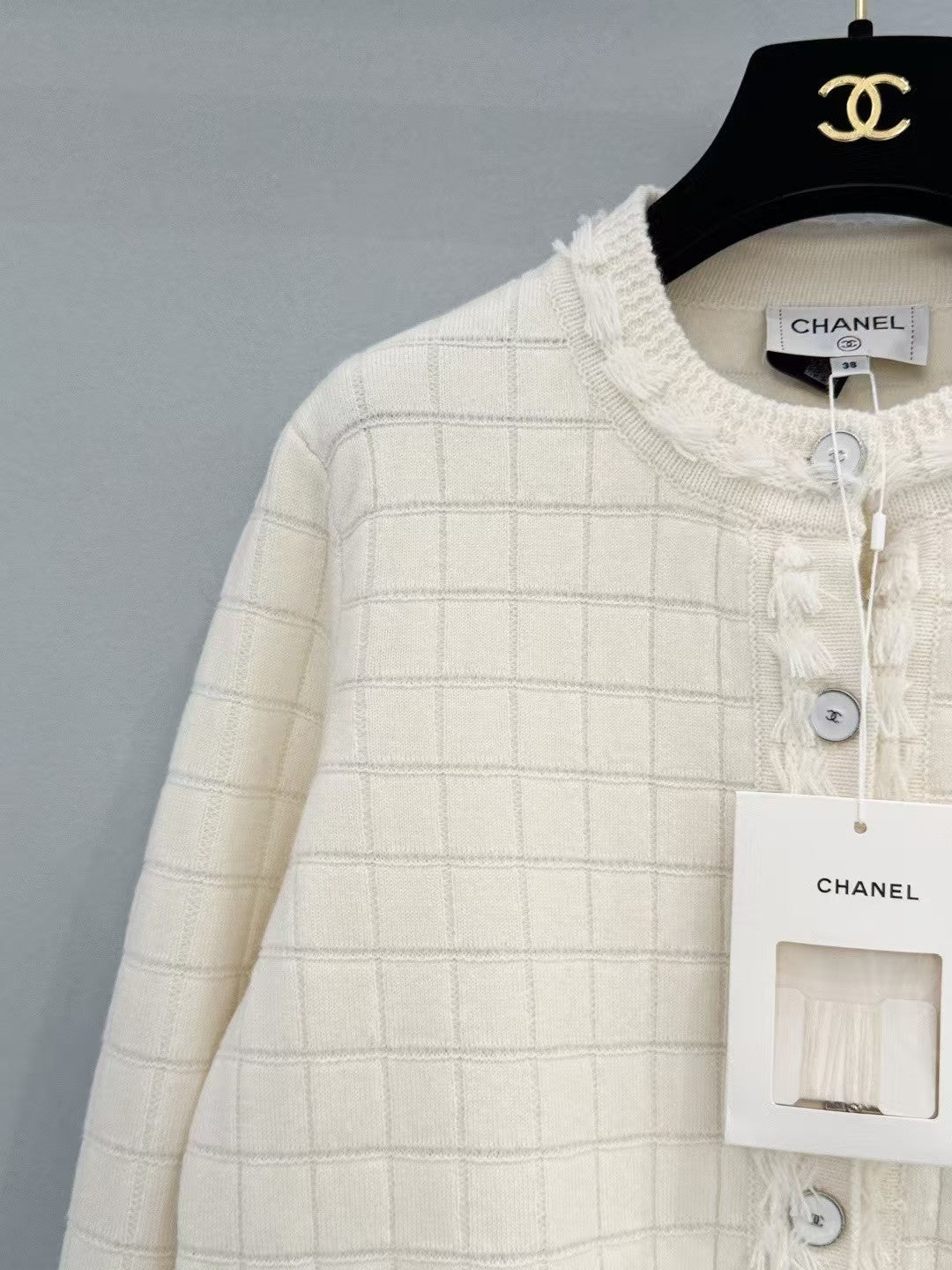 26ss plaid frayed edge knit cardigan