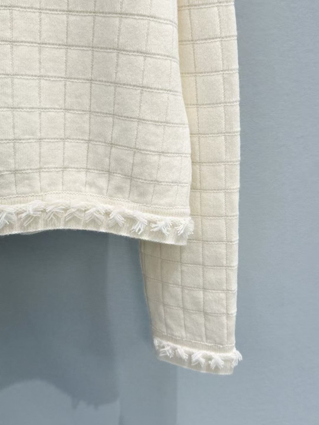 26ss plaid frayed edge knit cardigan