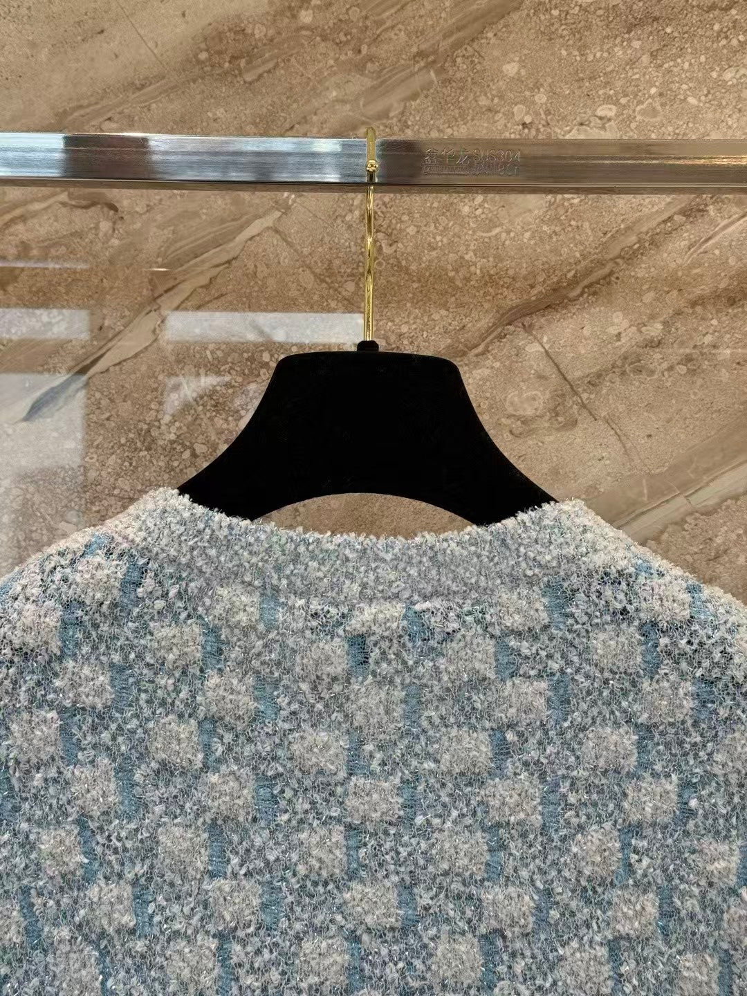 26SS Blue Tweed Cardigan