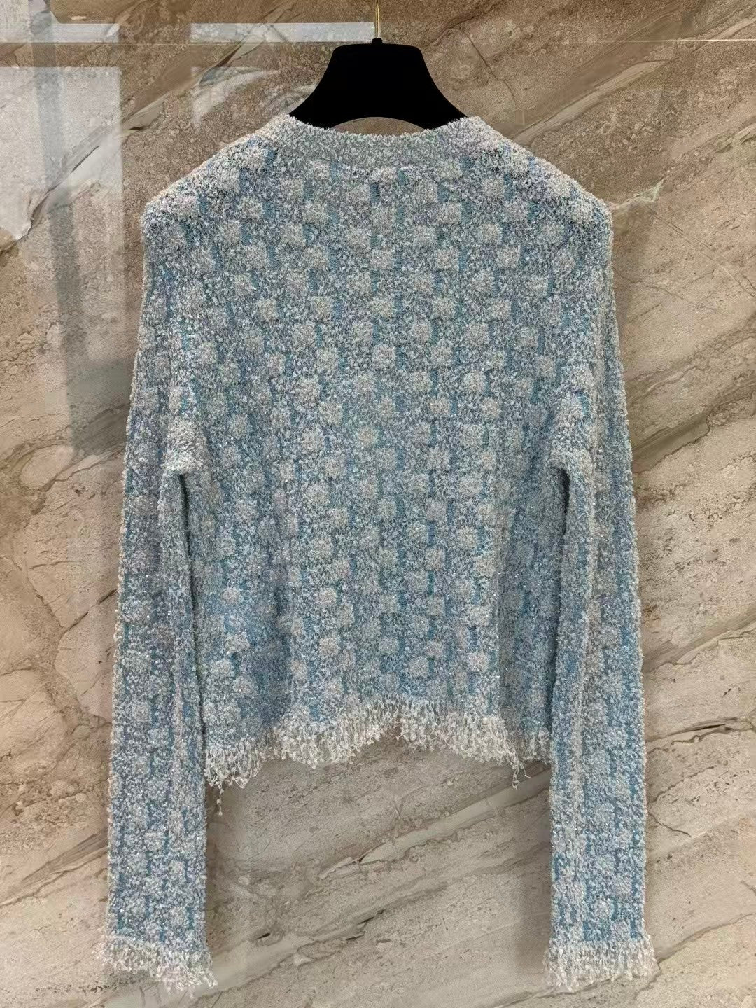 26SS Blue Tweed Cardigan