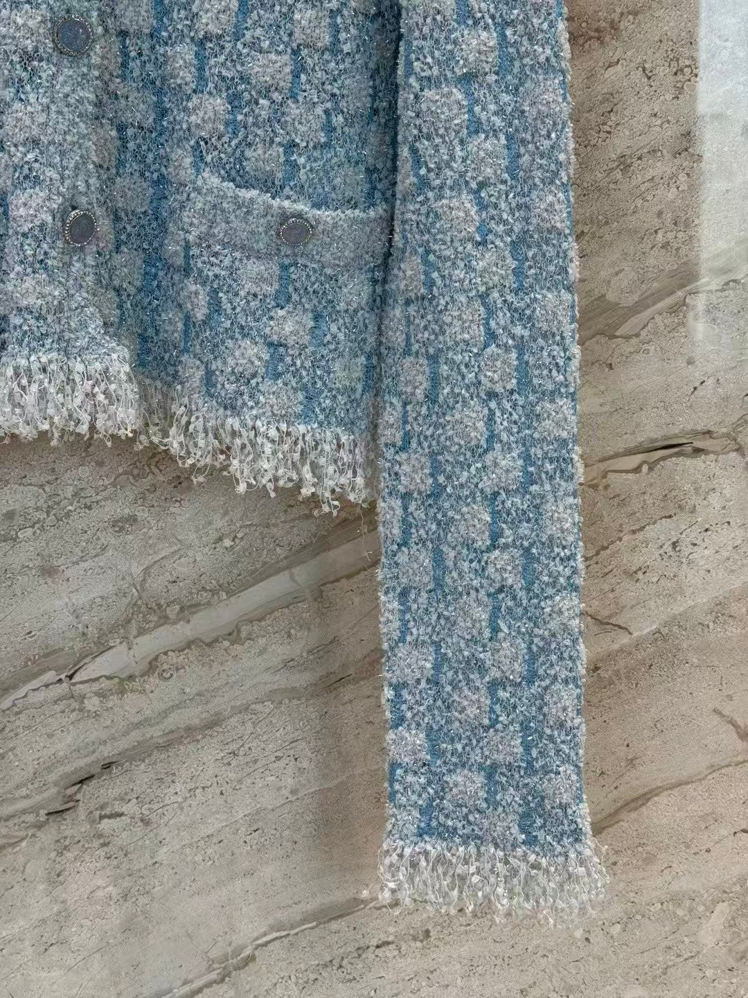 26SS Blue Tweed Cardigan