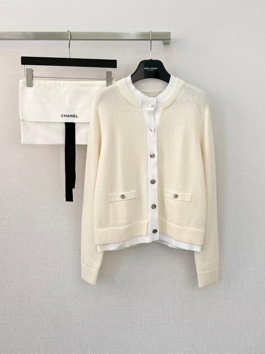 26SS Faux Two-Piece Wool Cardigan
