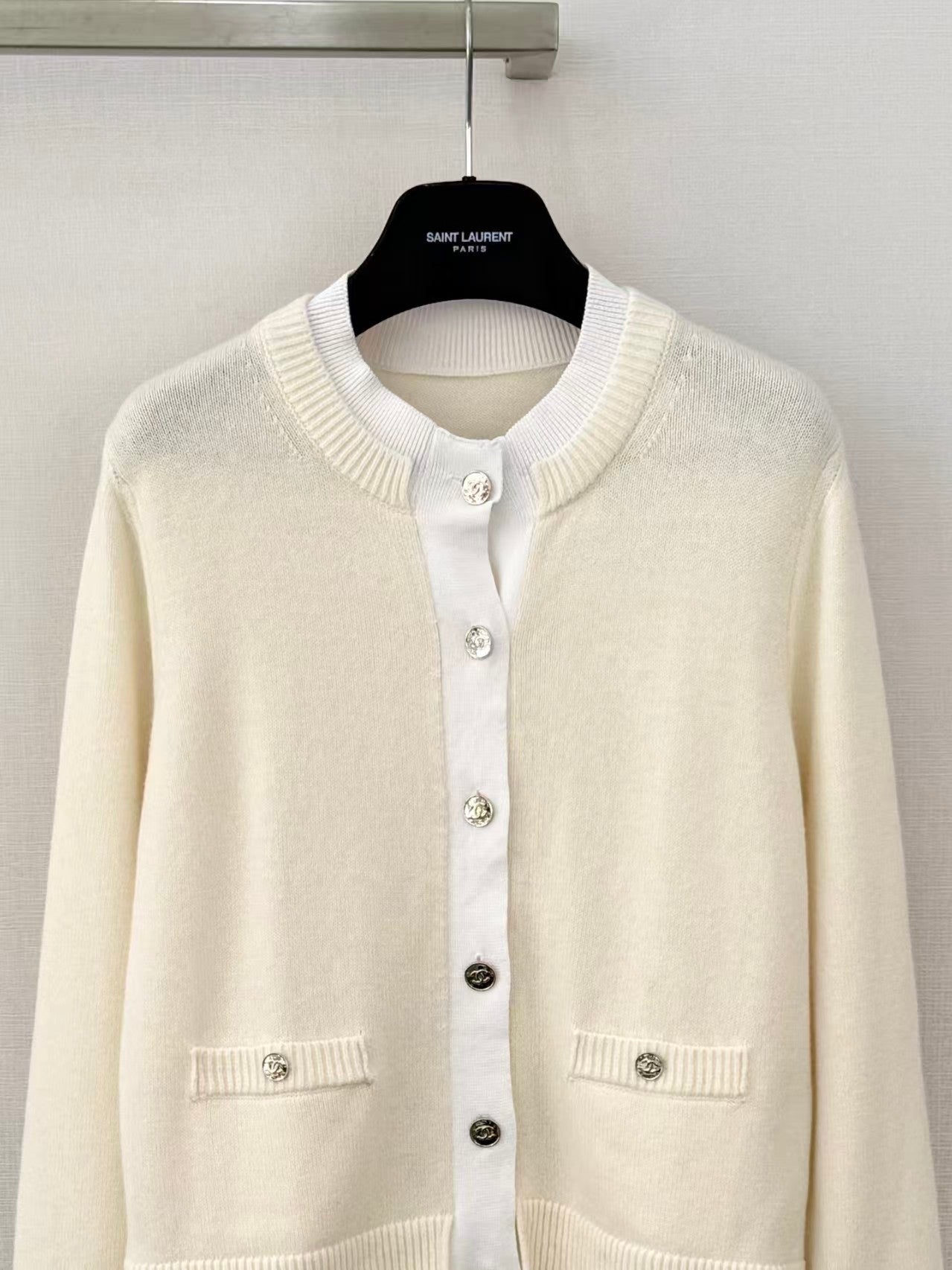 26SS Faux Two-Piece Wool Cardigan