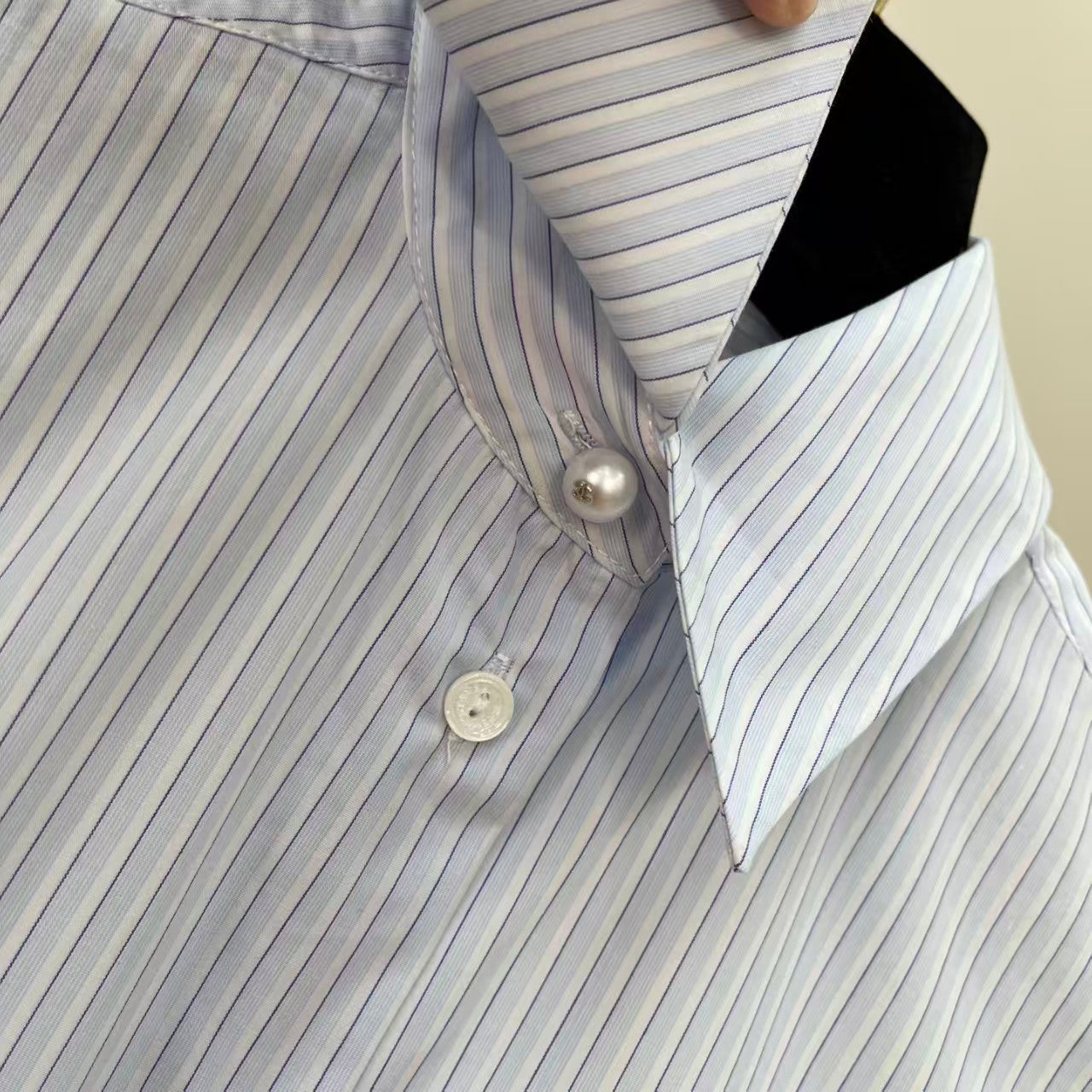 26SS New Pearl Button Sleeveless Striped Shirt