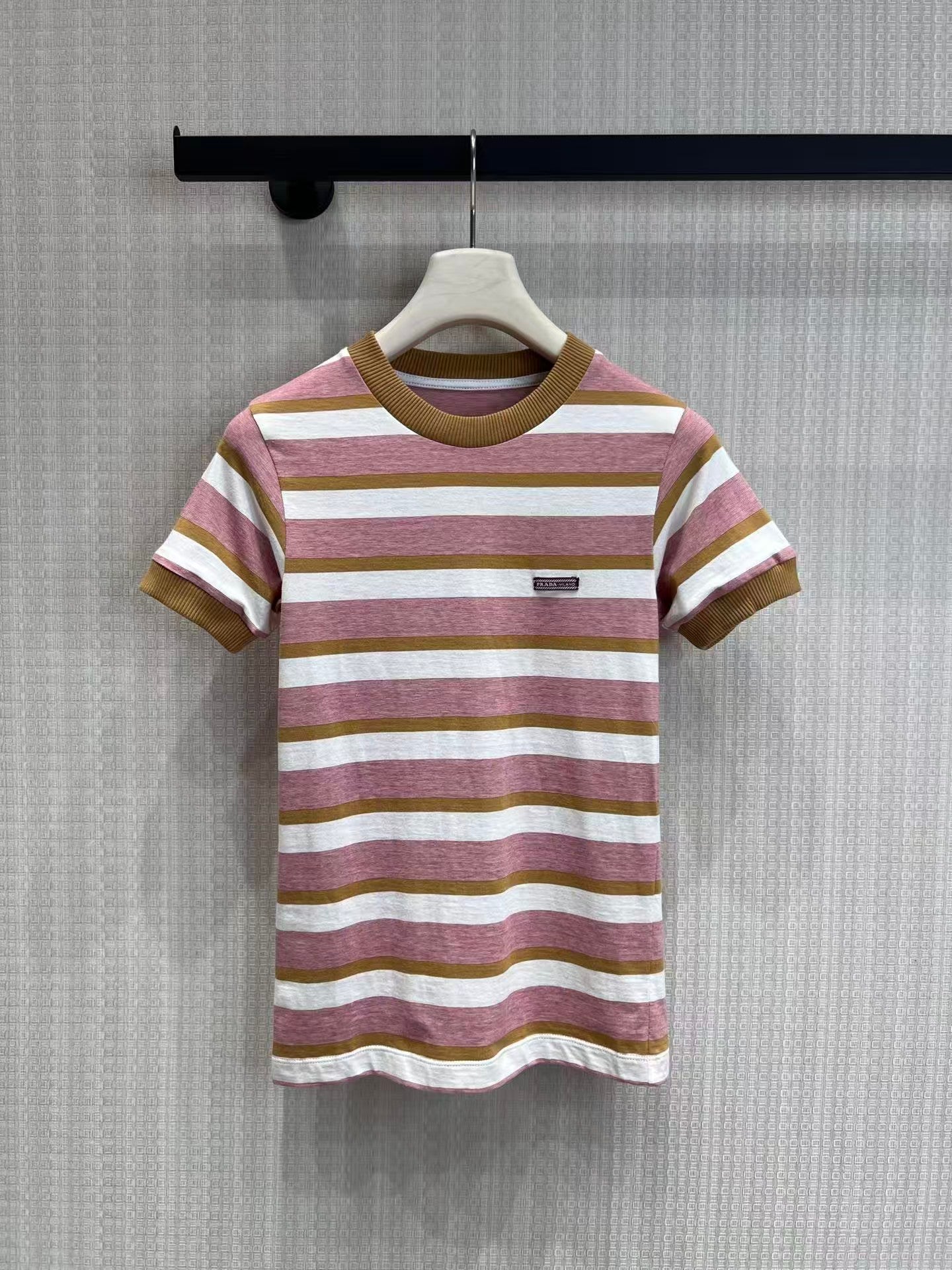 26SS Striped Color Block Crew Neck Short-Sleeve