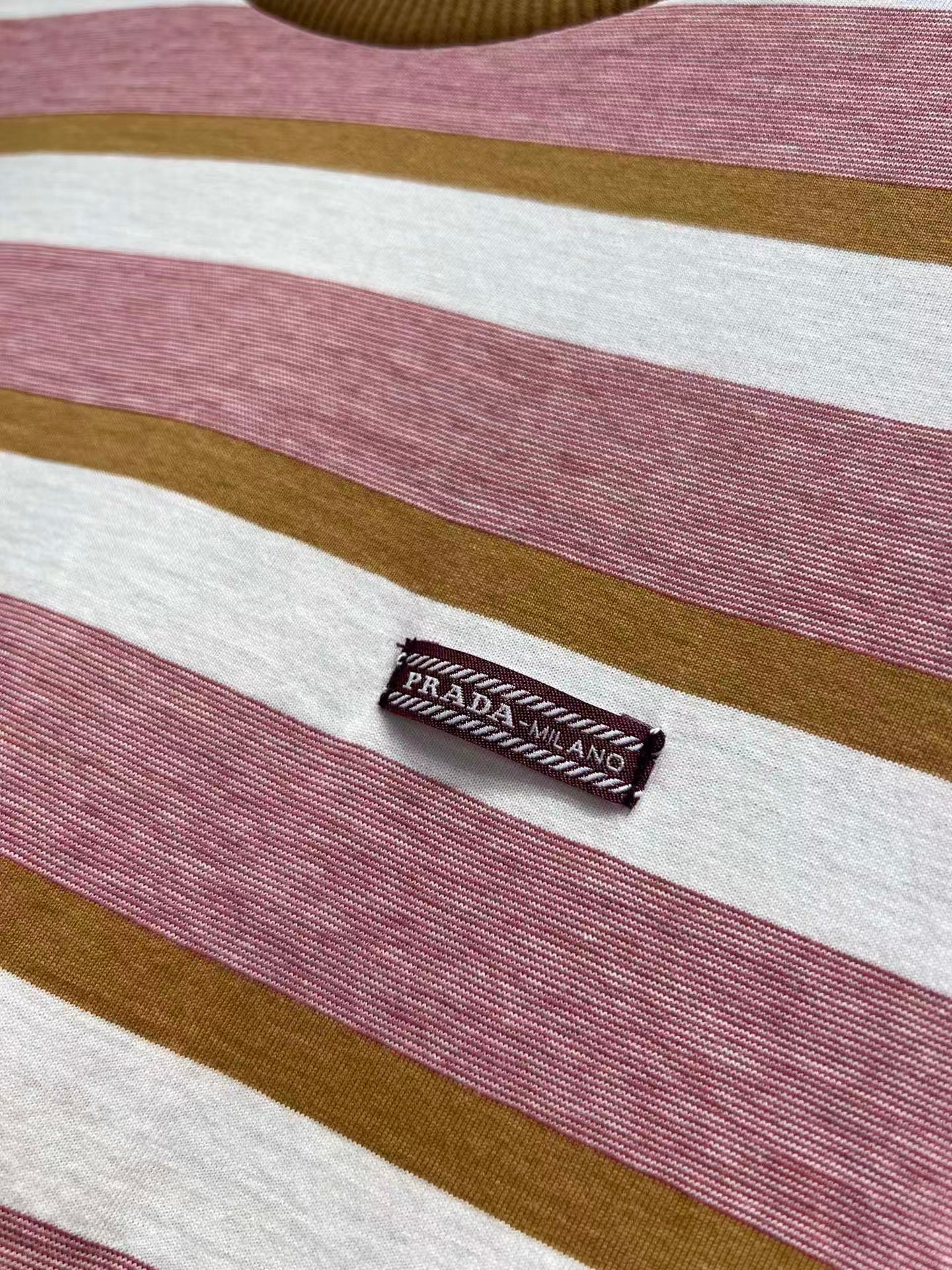 26SS Striped Color Block Crew Neck Short-Sleeve