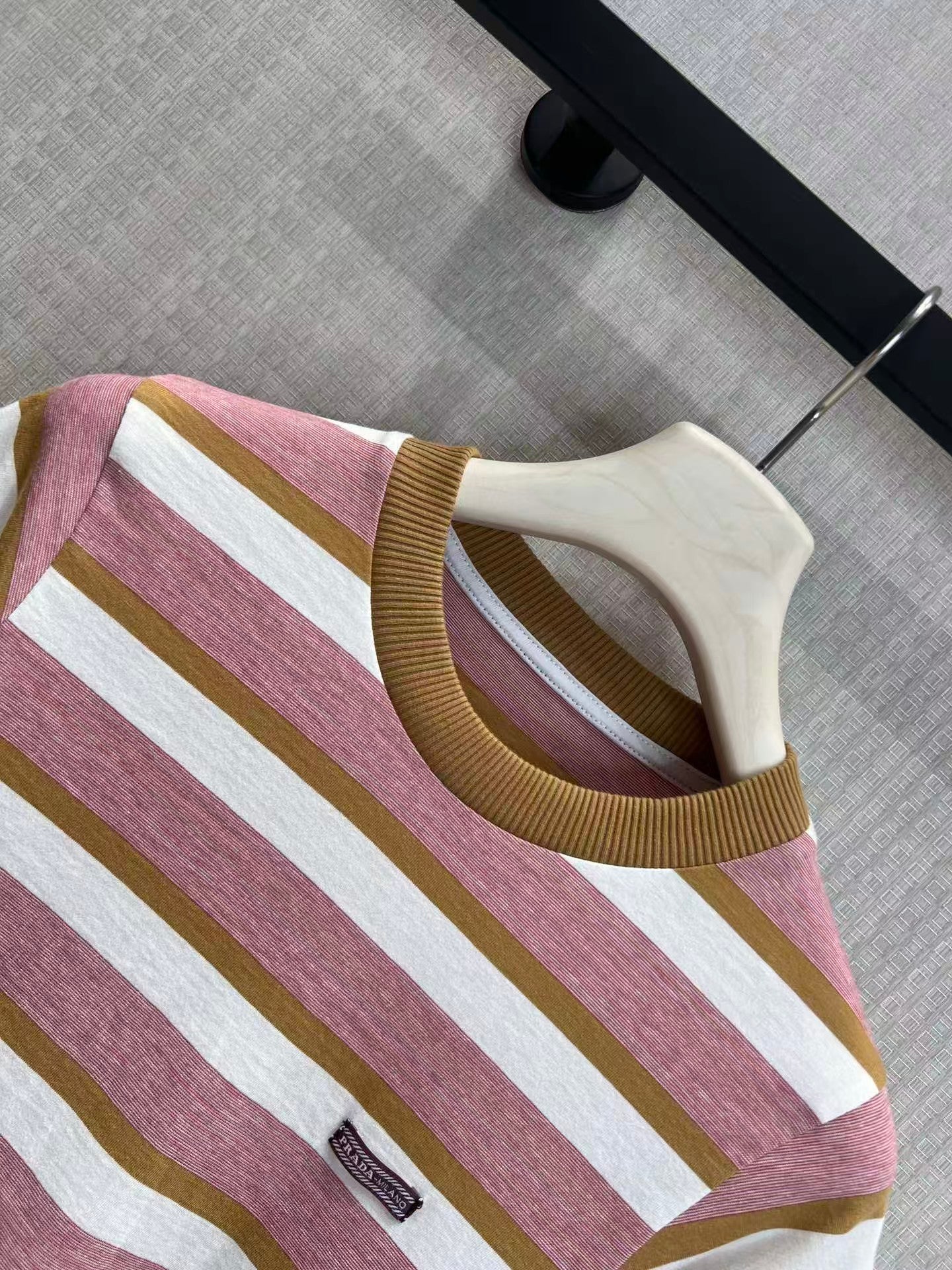 26SS Striped Color Block Crew Neck Short-Sleeve