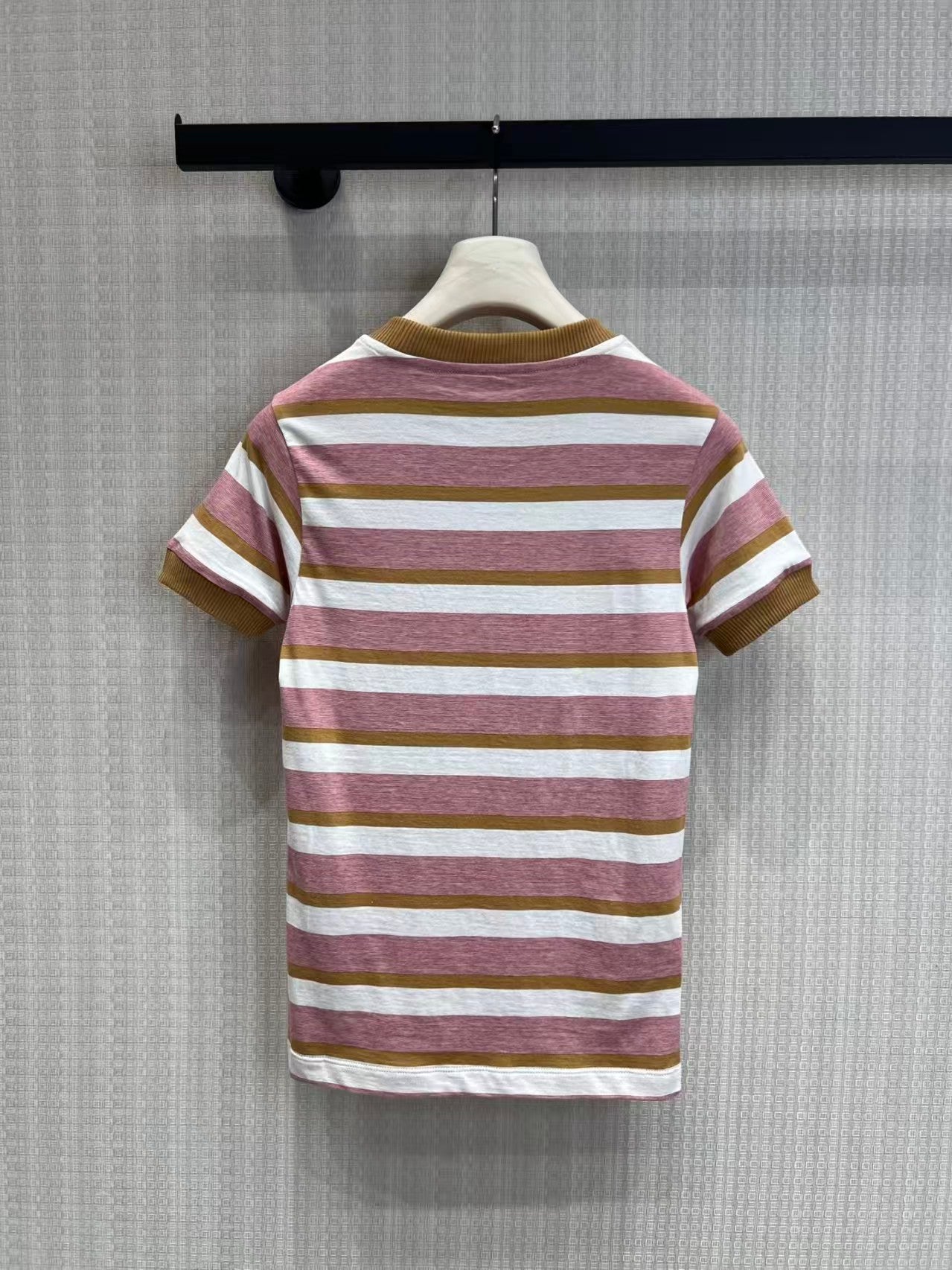 26SS Striped Color Block Crew Neck Short-Sleeve