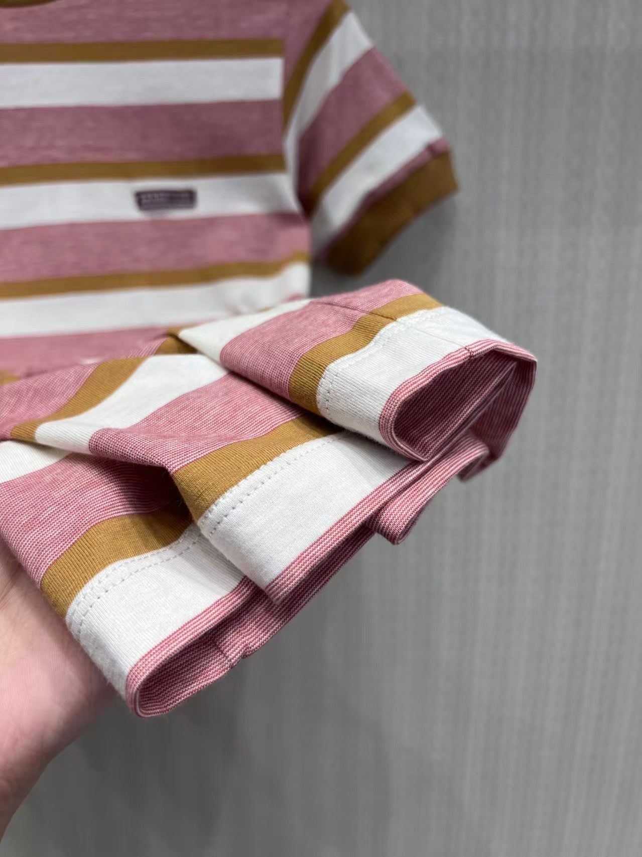 26SS Striped Color Block Crew Neck Short-Sleeve