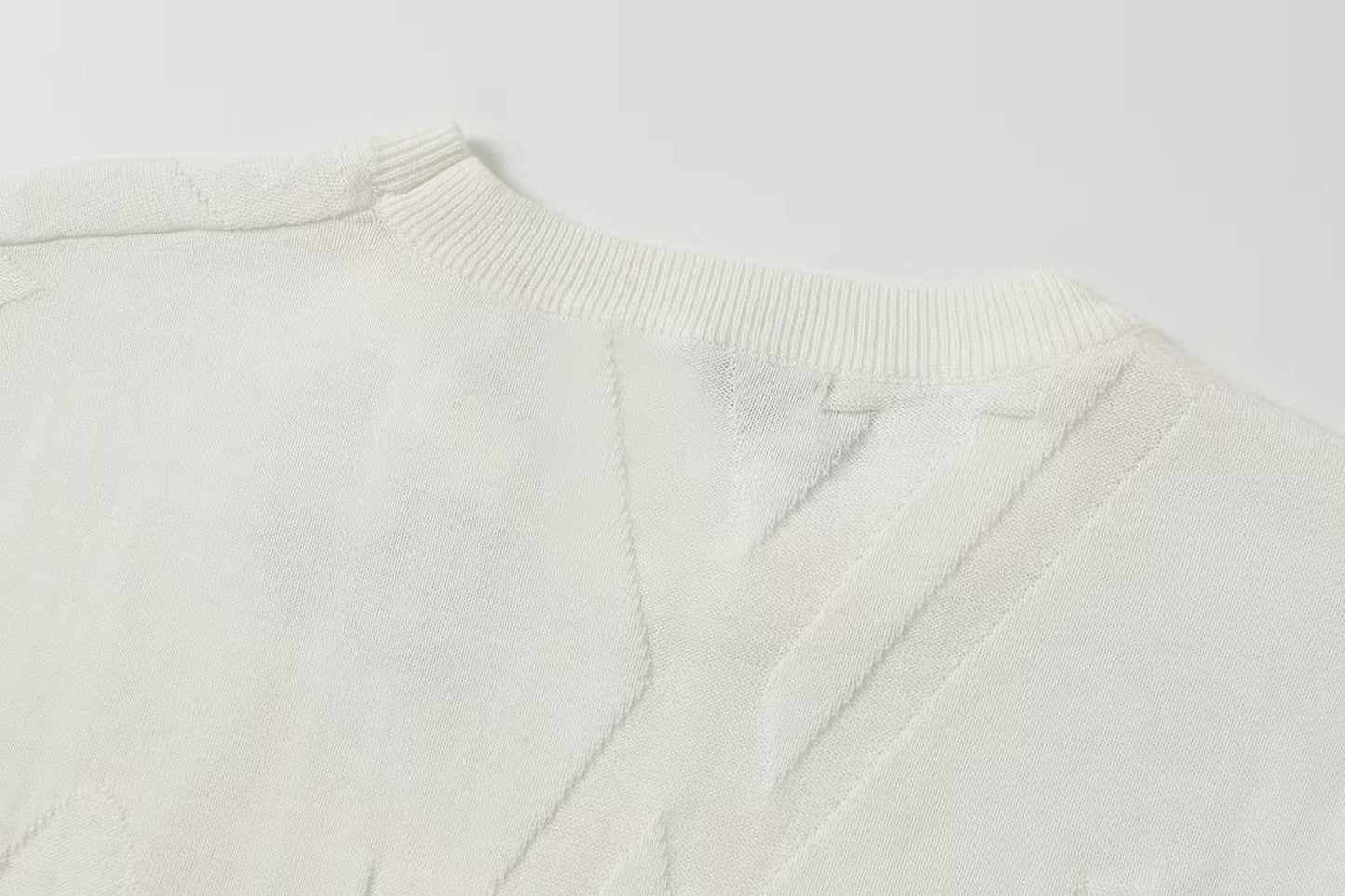 26SS Intarsia Knit Crew Neck T-Shirt