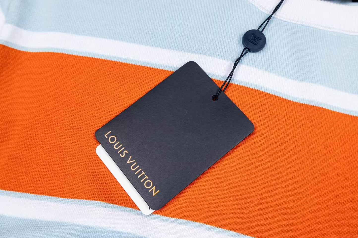 26SS Blue & Orange Contrast Stripe Knit T-Shirt
