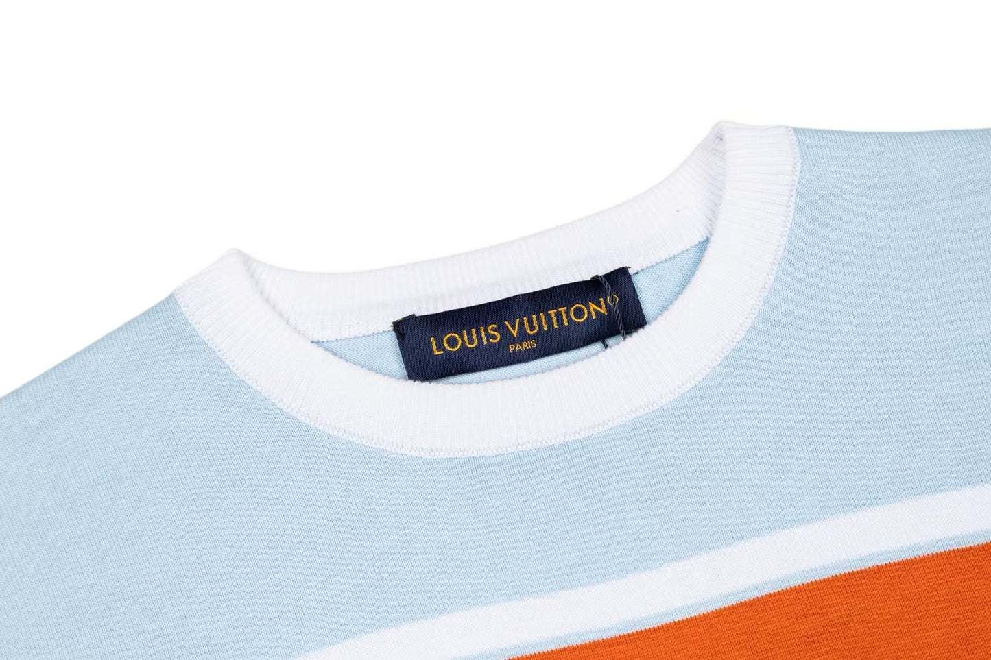 26SS Blue & Orange Contrast Stripe Knit T-Shirt