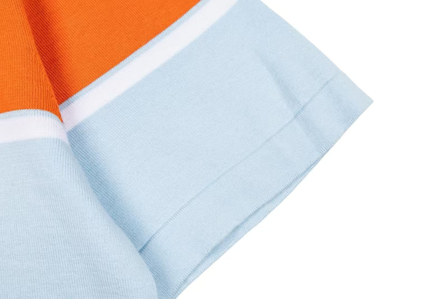 26SS Blue & Orange Contrast Stripe Knit T-Shirt