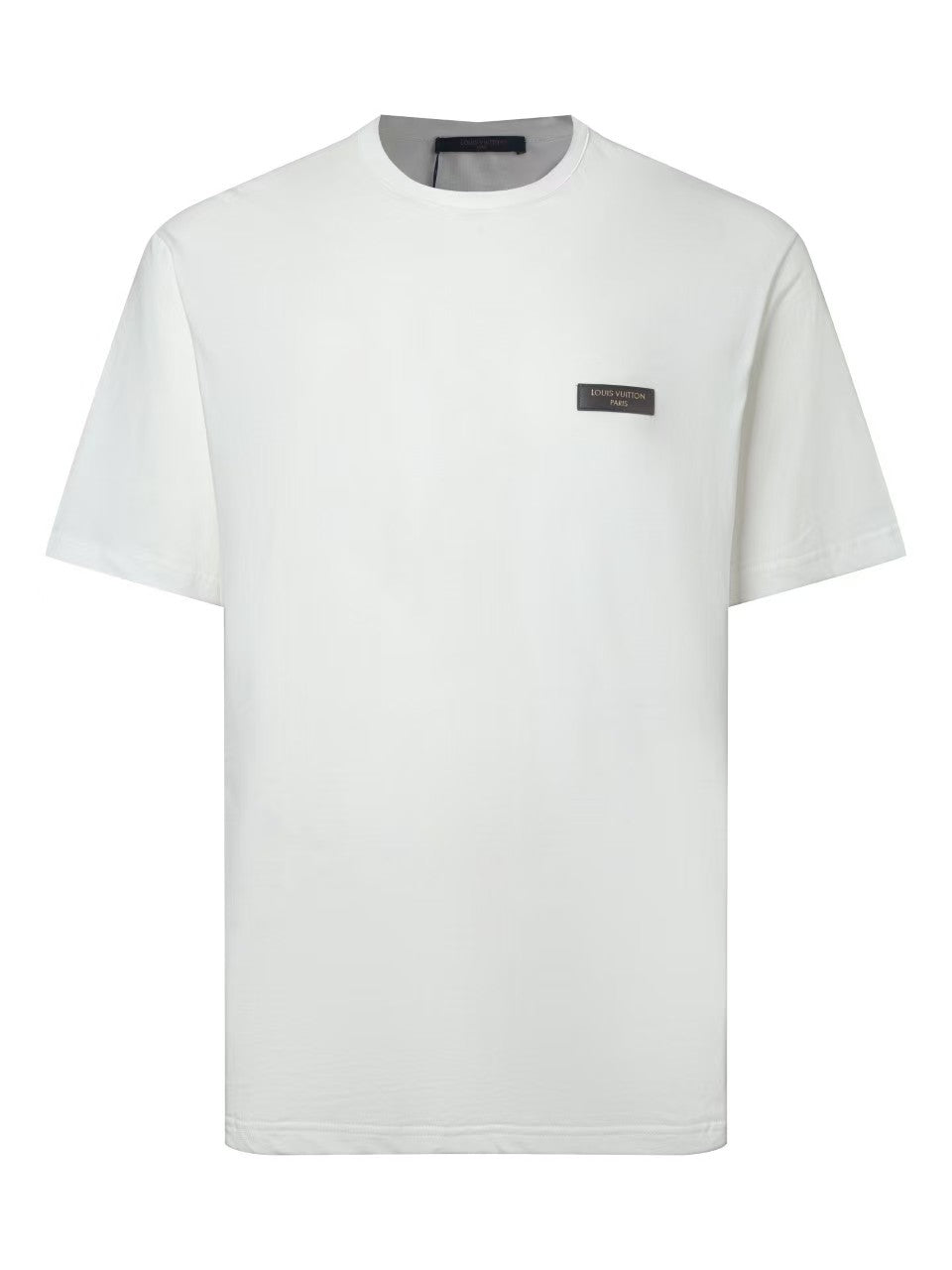 26SS Gold-Stamped Leather Patch T-Shirt