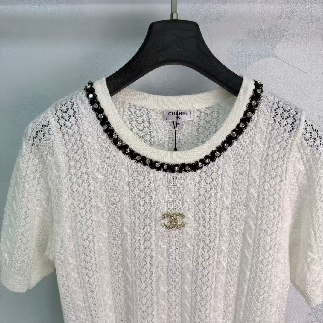 26SS New Arrival: Open-Knit Crewneck T-Shirt