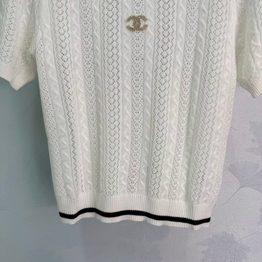 26SS New Arrival: Open-Knit Crewneck T-Shirt
