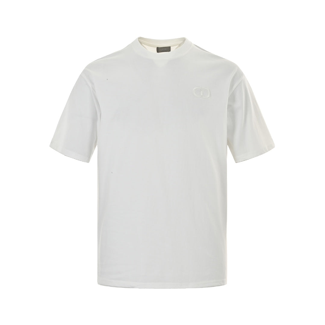 Solid color logo letter embroidered short-sleeved T-shirt