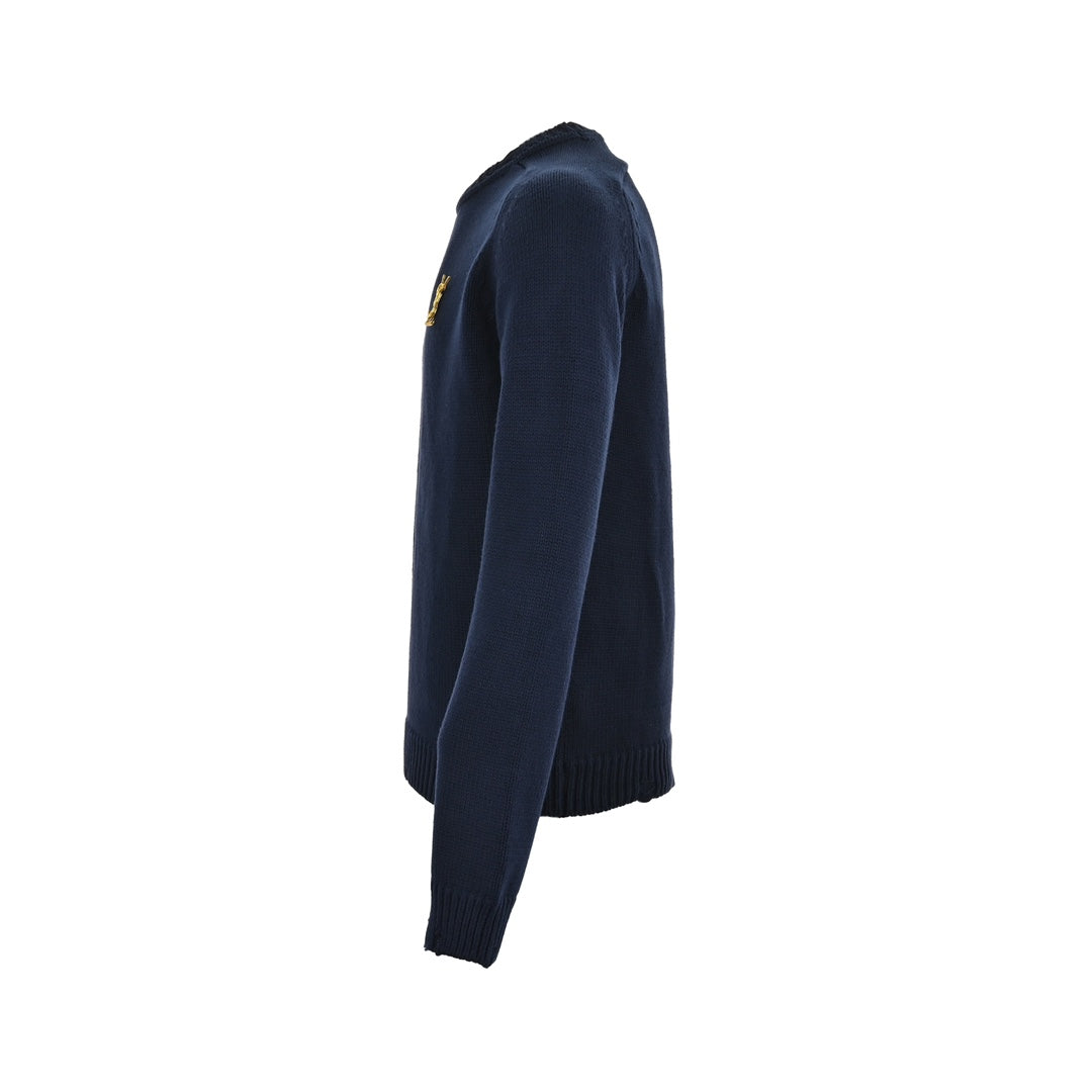Brooch ruined crew neck sweater
