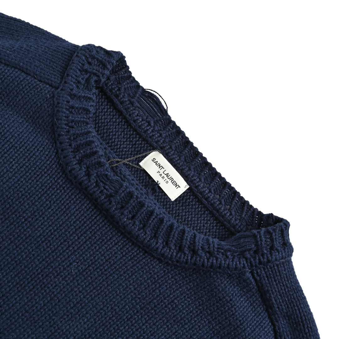 Brooch ruined crew neck sweater