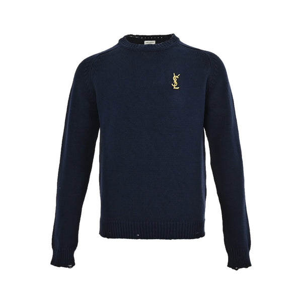 Brooch ruined crew neck sweater