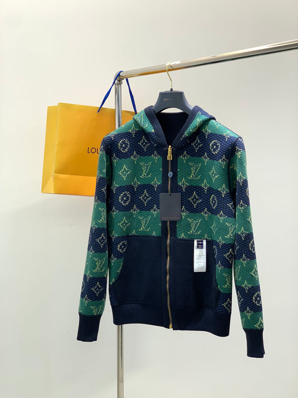 Casual hooded double-sided knitted cardigan sweater