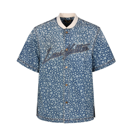 polka dot denim shirt