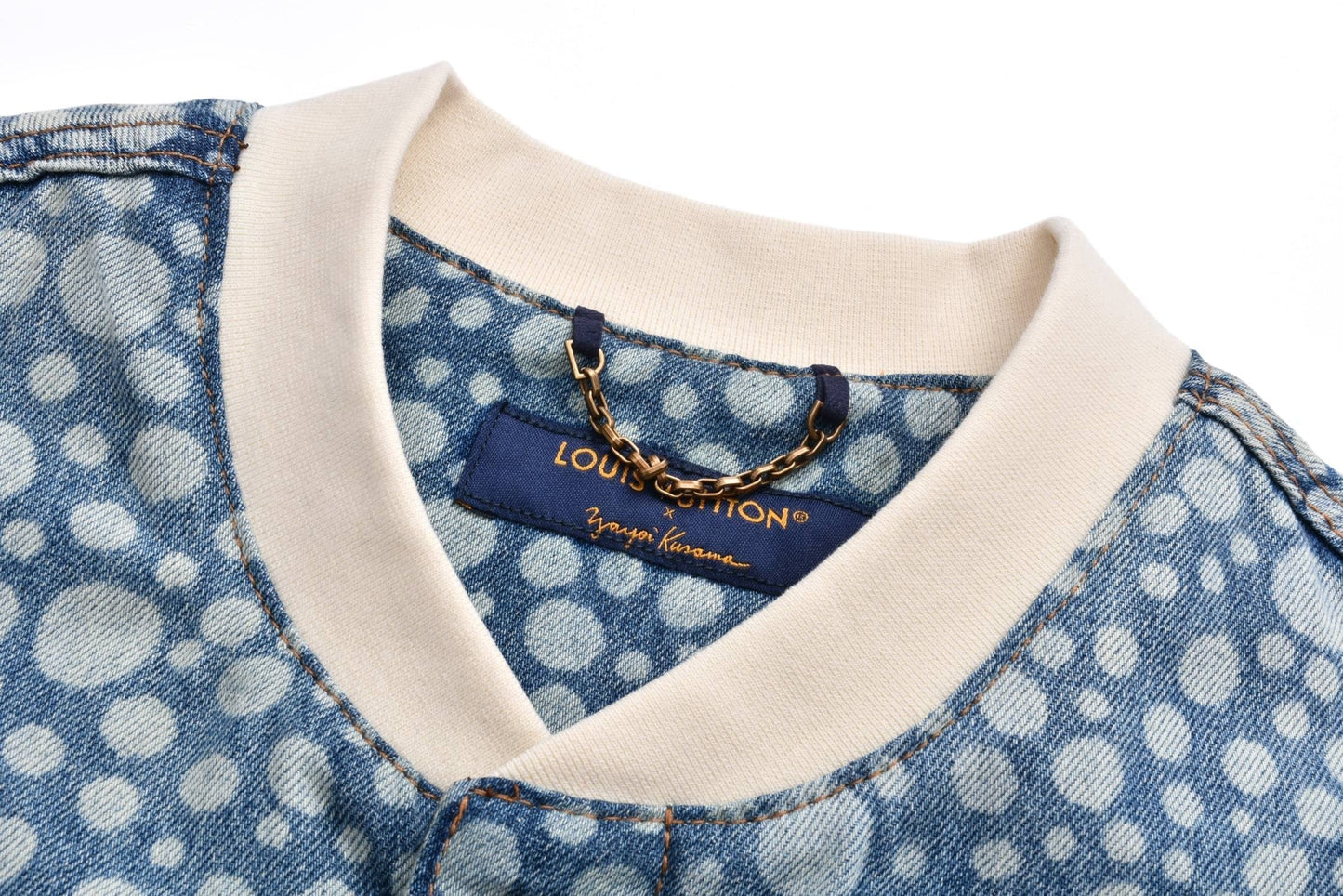 polka dot denim shirt