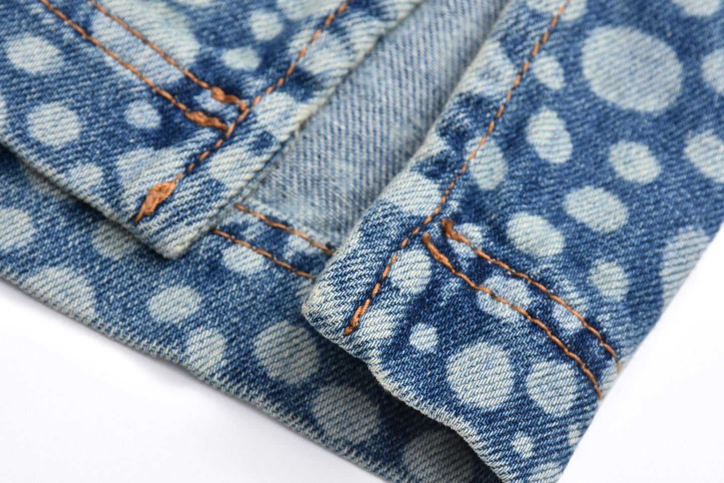 polka dot denim shirt