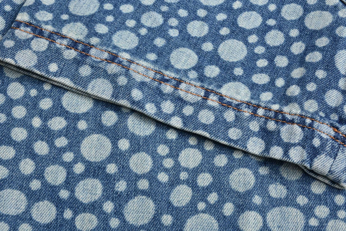 polka dot denim shirt