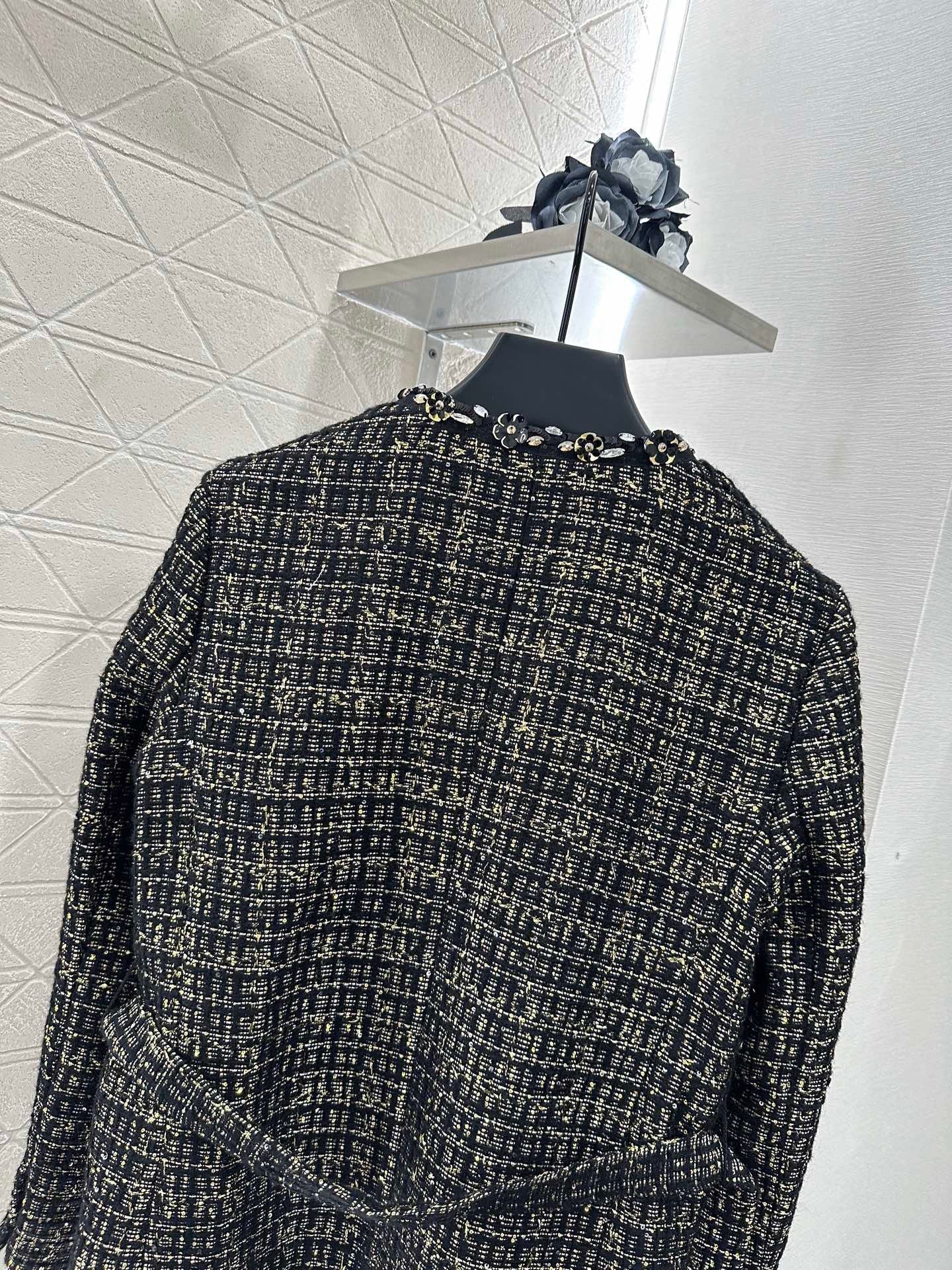 Round neck dress with beaded edges and outer jacket