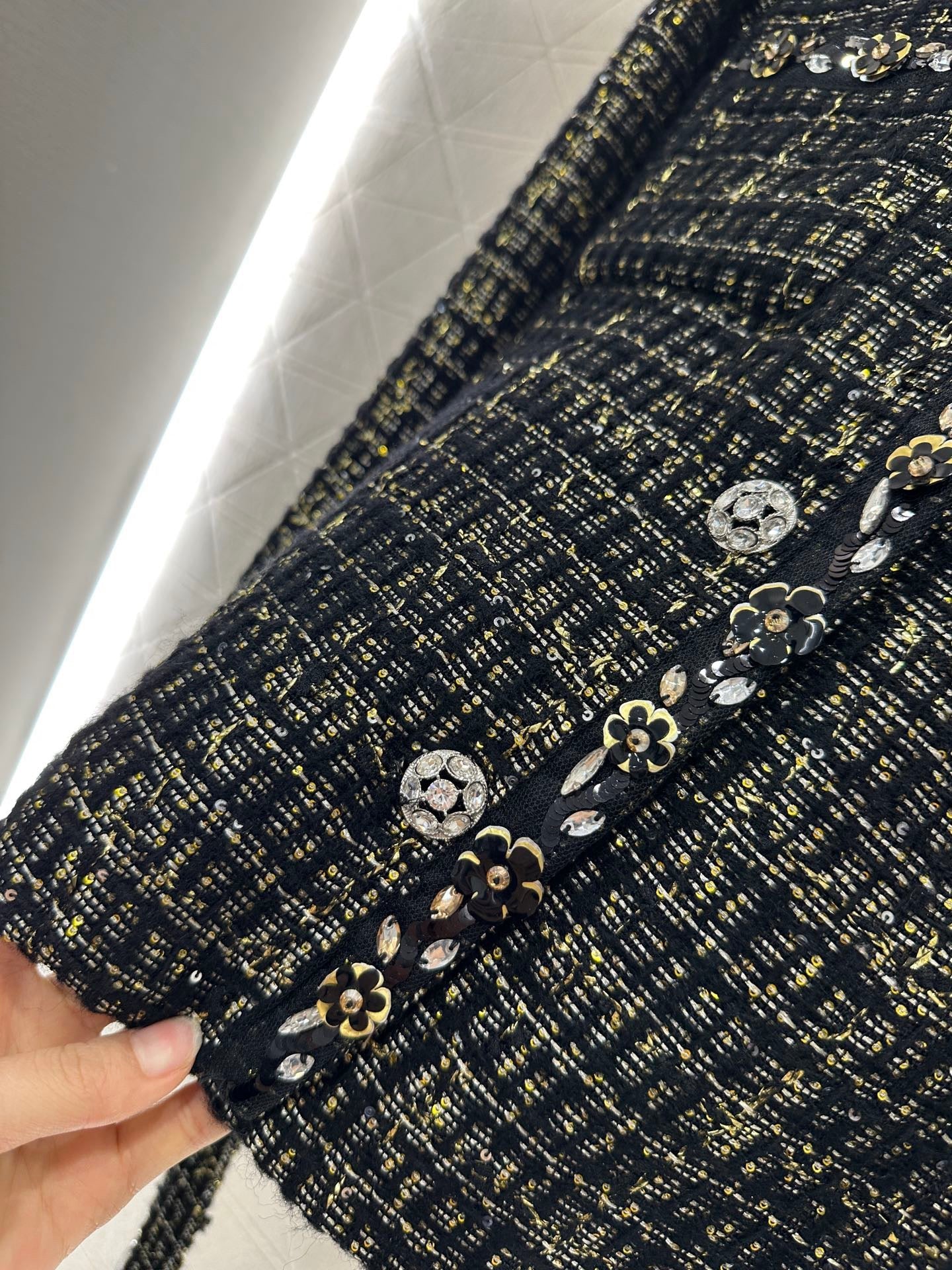 Round neck dress with beaded edges and outer jacket