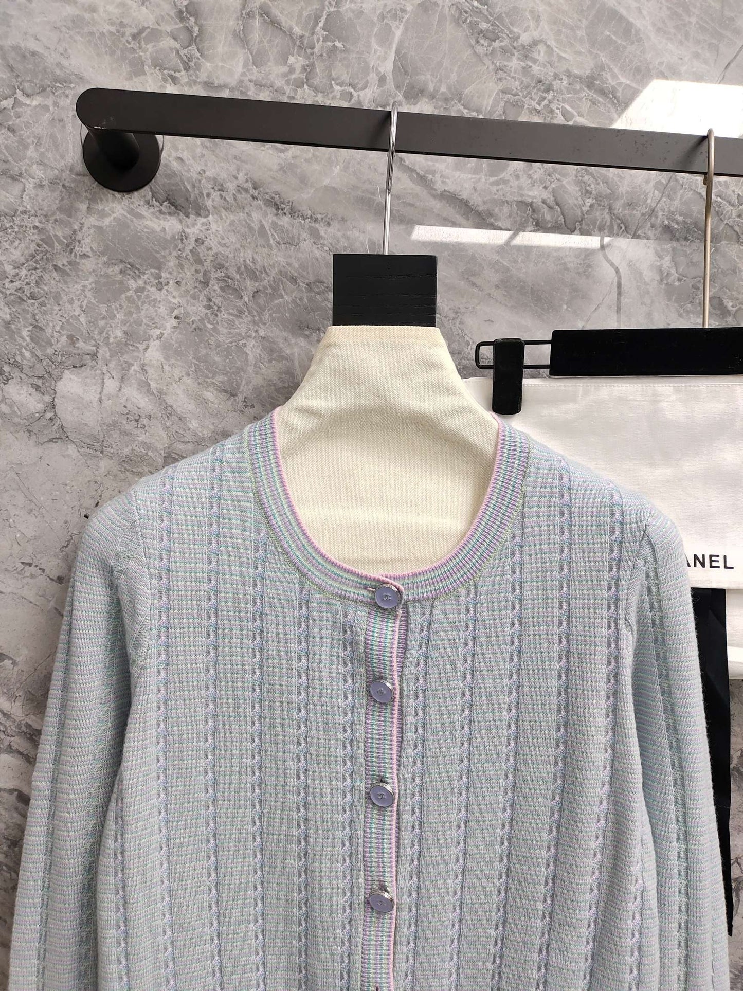 Autumn blue flared sleeve cardigan