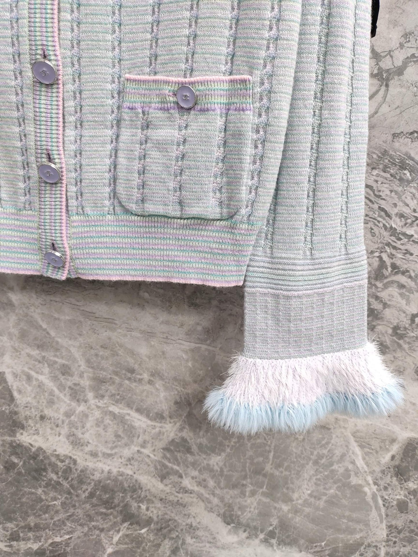 Autumn blue flared sleeve cardigan
