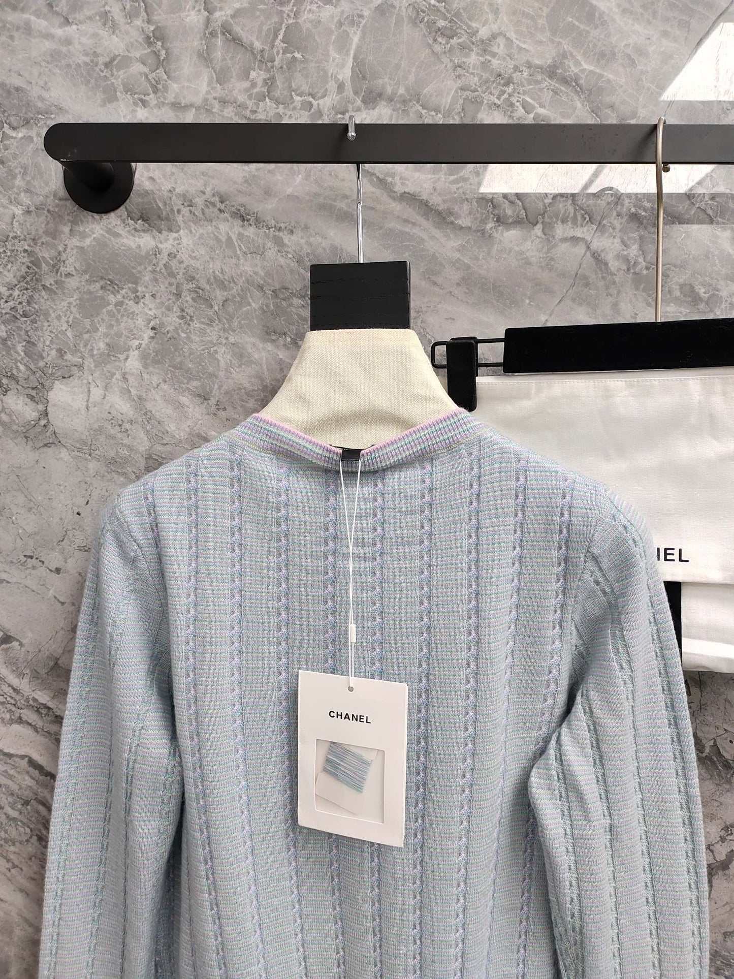 Autumn blue flared sleeve cardigan