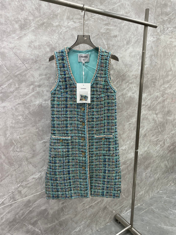 Woolen tied edge dress vest skirt