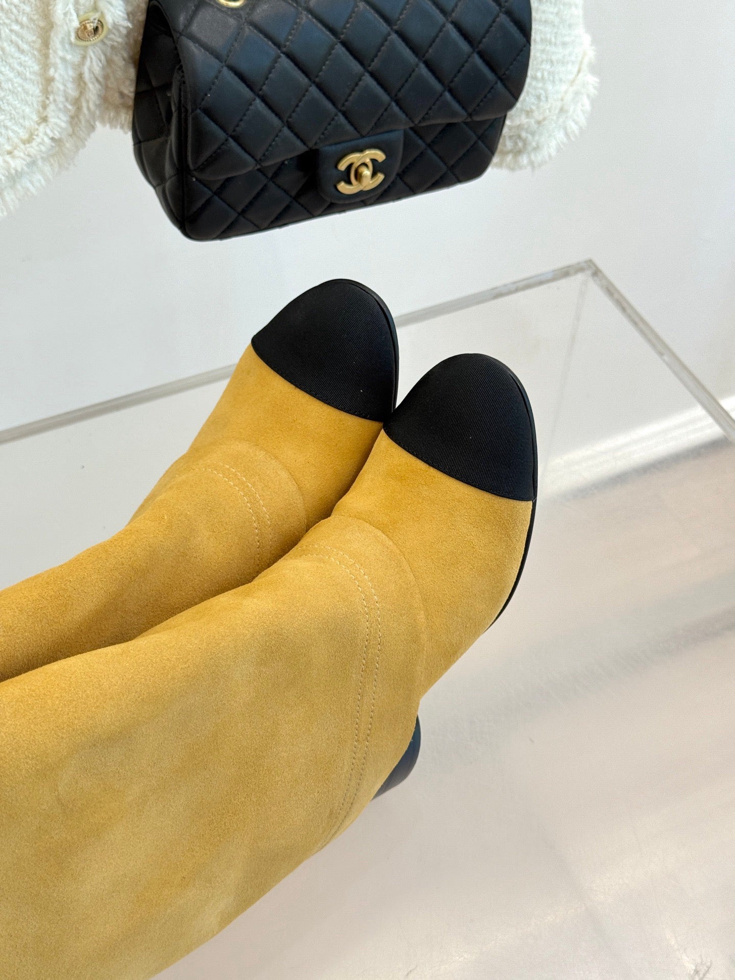 Autumn and Winter New Product Chain Color blocked Thick heeled Boots