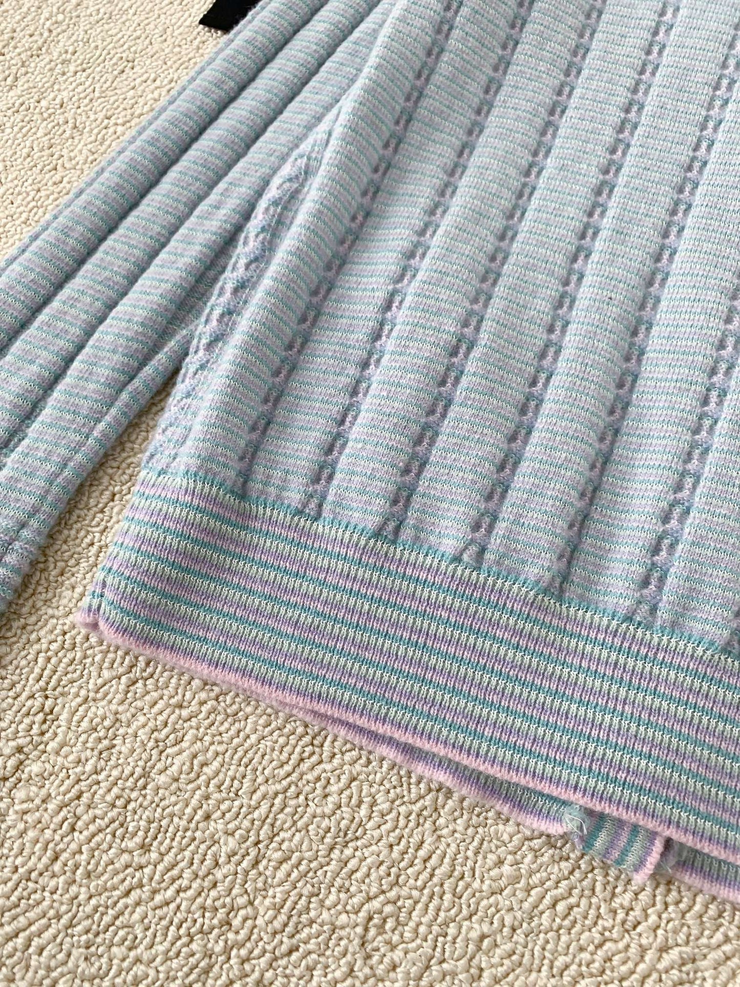 New striped fringe knitted short skirt