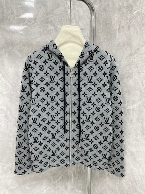 2025 new unisex full floral zipper hooded cardigan