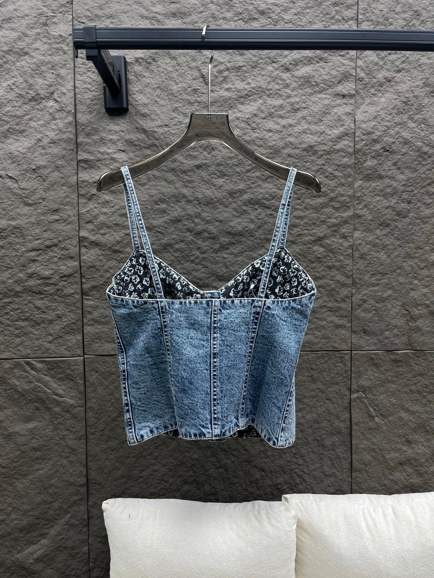 Corset style denim camisole vest