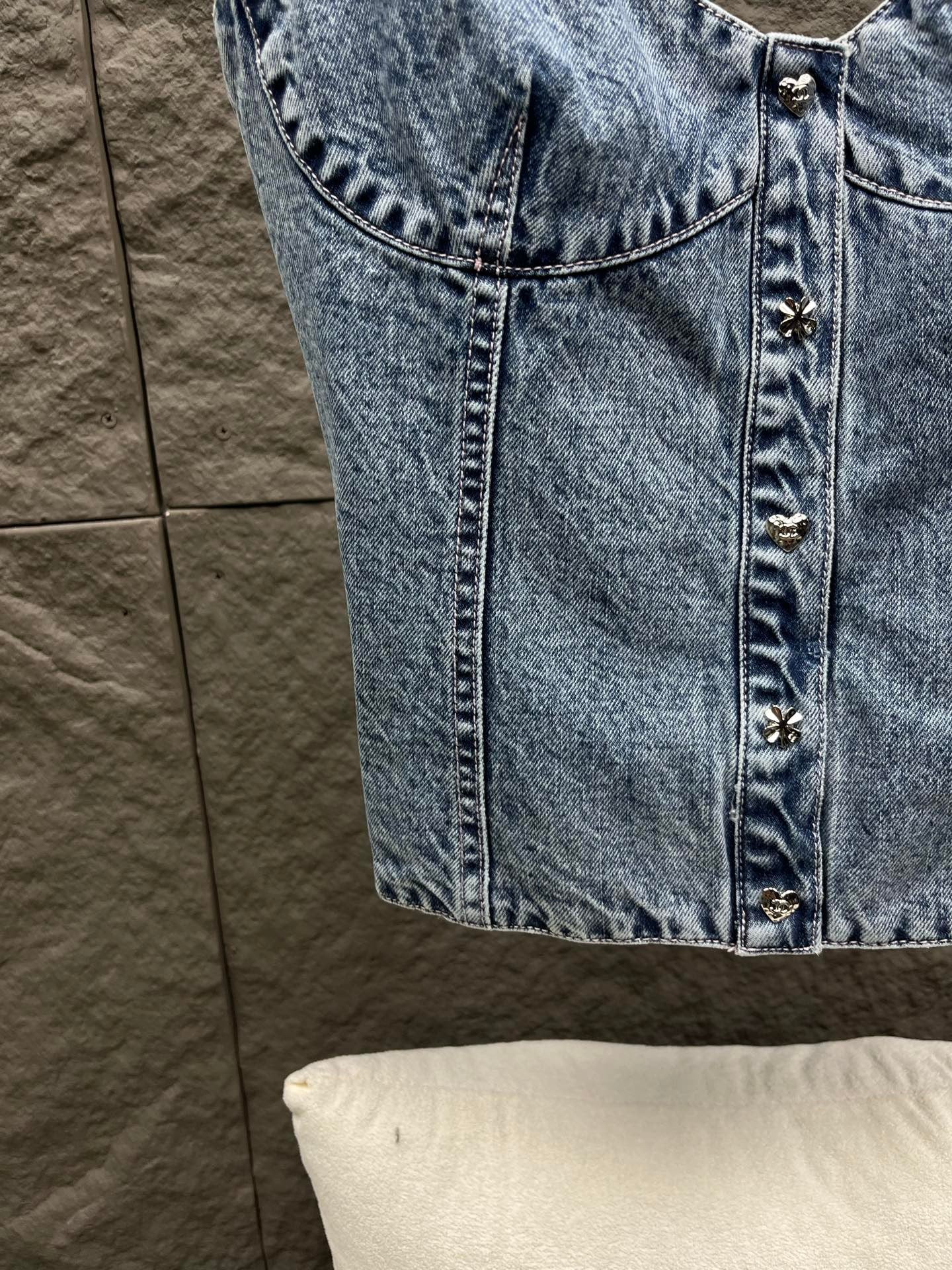 Corset style denim camisole vest
