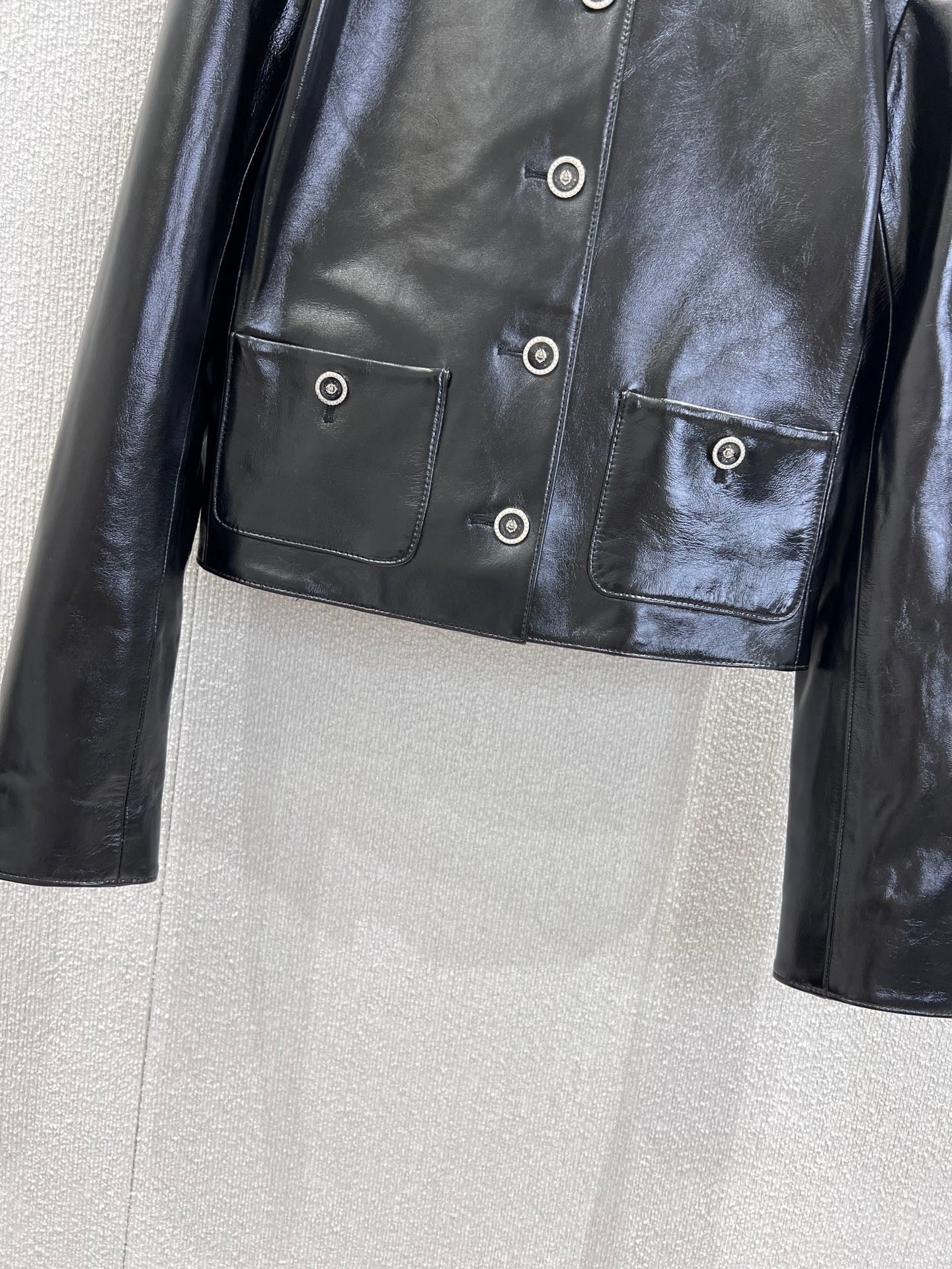 New high-end pocket leather small leather jacket