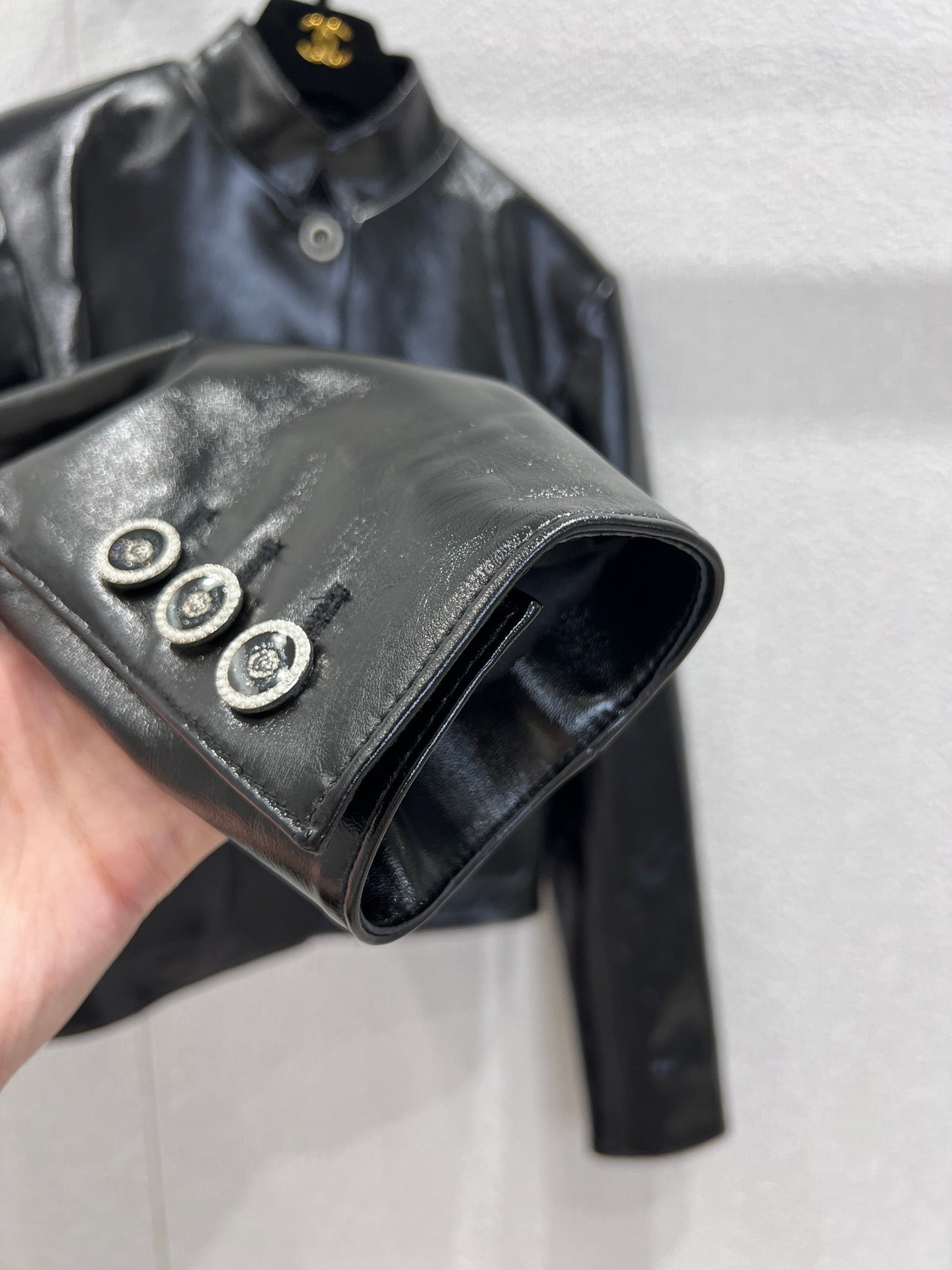 New high-end pocket leather small leather jacket