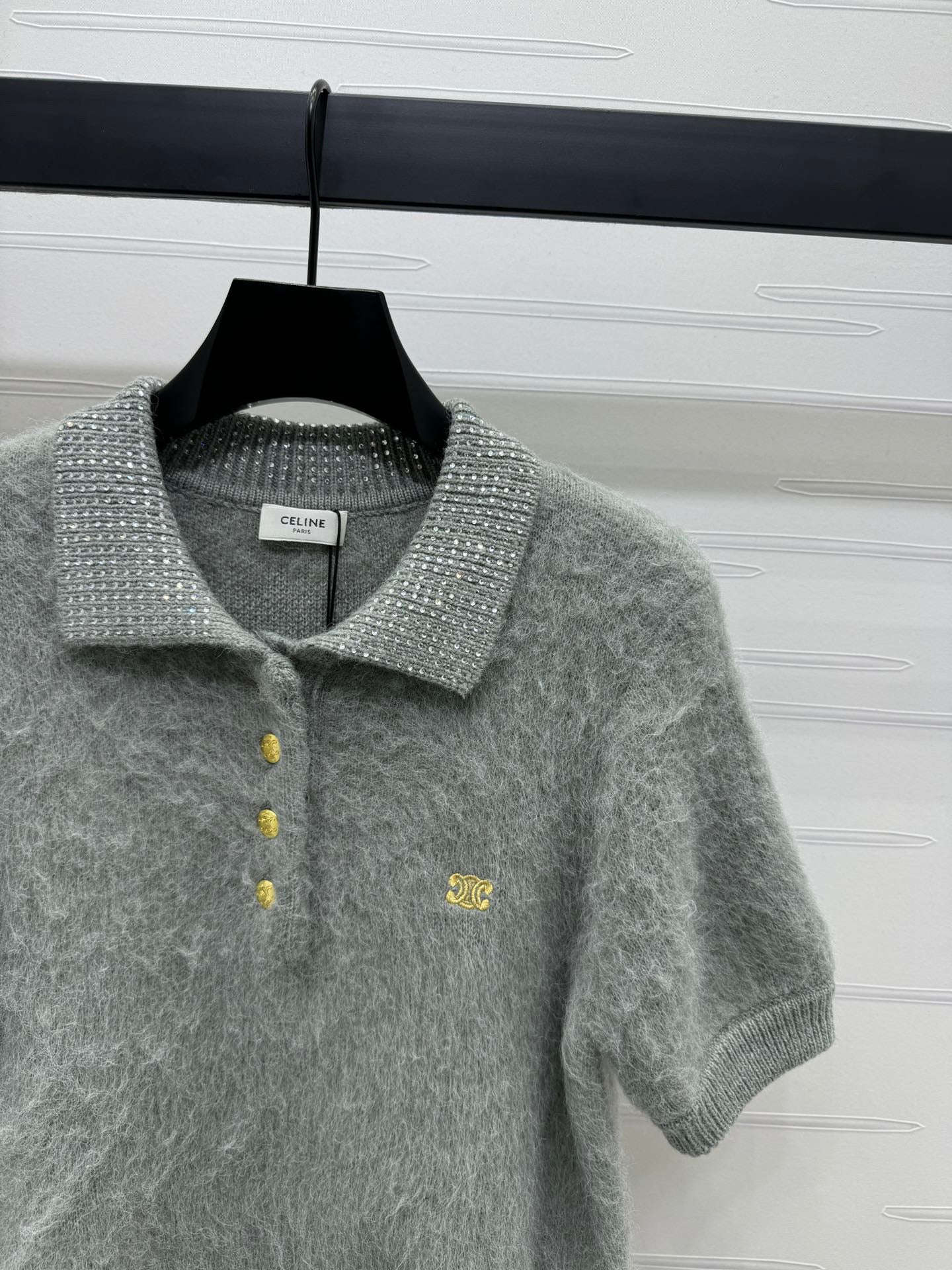 mohair lapel sweater short sleeve